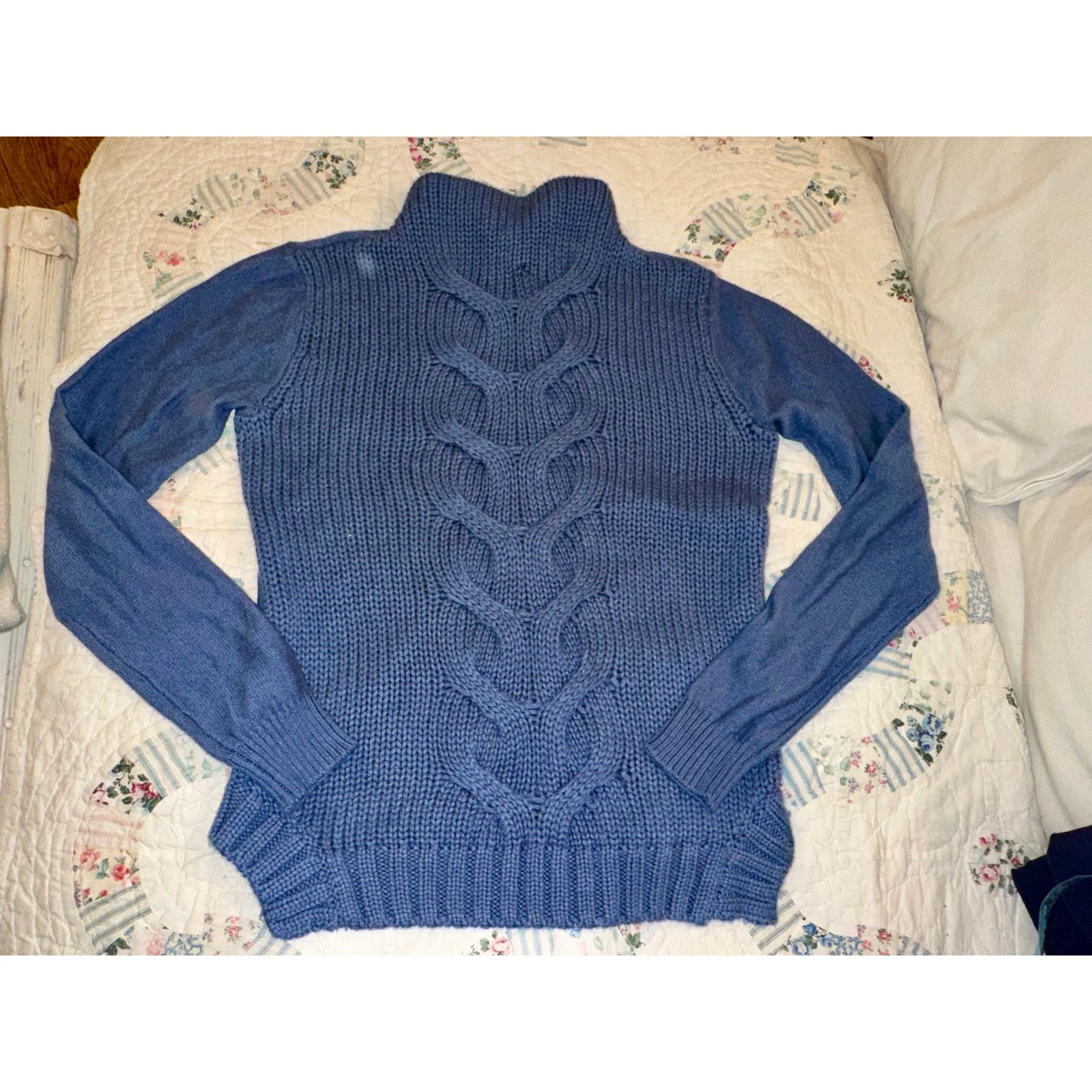 Other NEW SUPER SOFT CULLEN BLUE CABLED TURTLENECK SWEATER XS Size XS / US 0-2 / IT 36-38 - 1 Thumbnail
