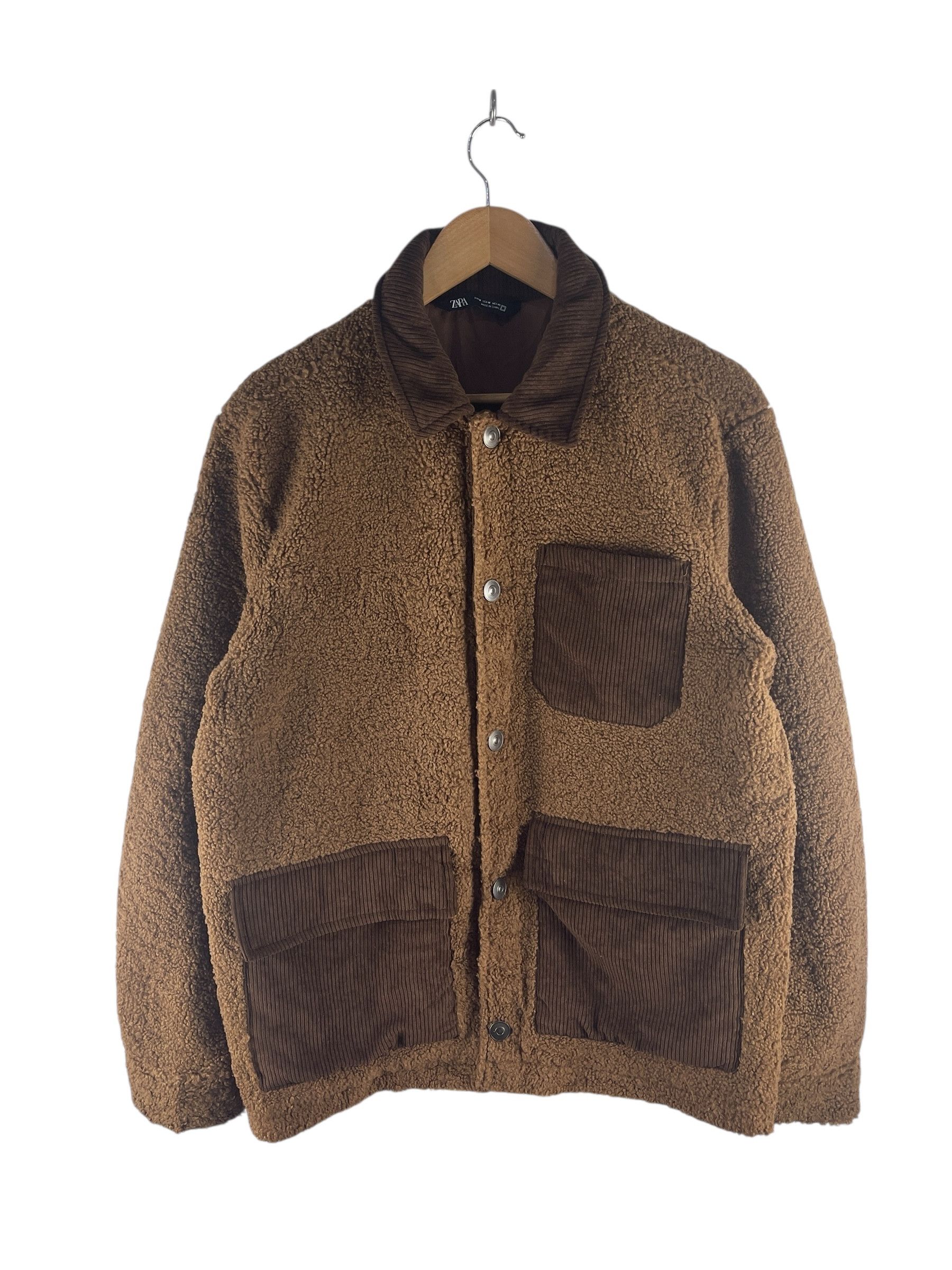 Zara Zara Sherpa Button Brown Fleece Jacket Size US M / EU 48-50 / 2 - 1 Thumbnail