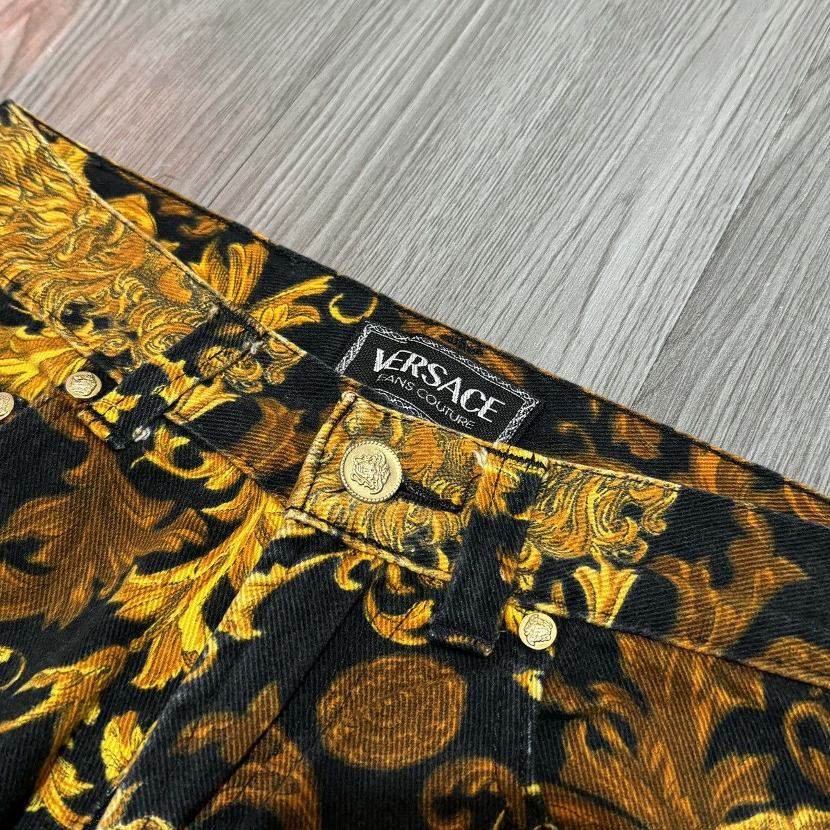 Versace × Versace Jeans Couture Versace 90s Gold Baroque High Waist Jeans Size US 30 / EU 46 - 3 Thumbnail