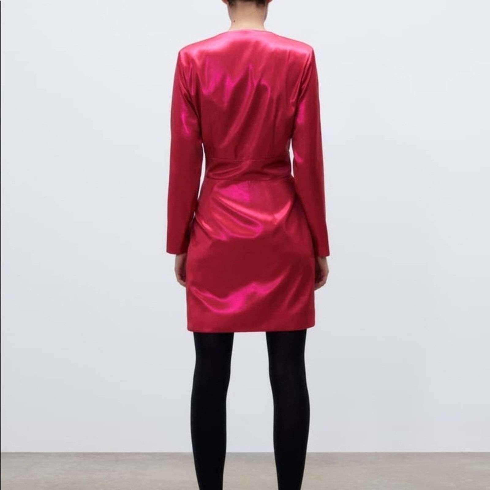 Zara ZARA BLOGGER FAVORITE LAMINATED MINI DRESS FUCHSIA Size M / US 6-8 / IT 42-44 - 12 Thumbnail