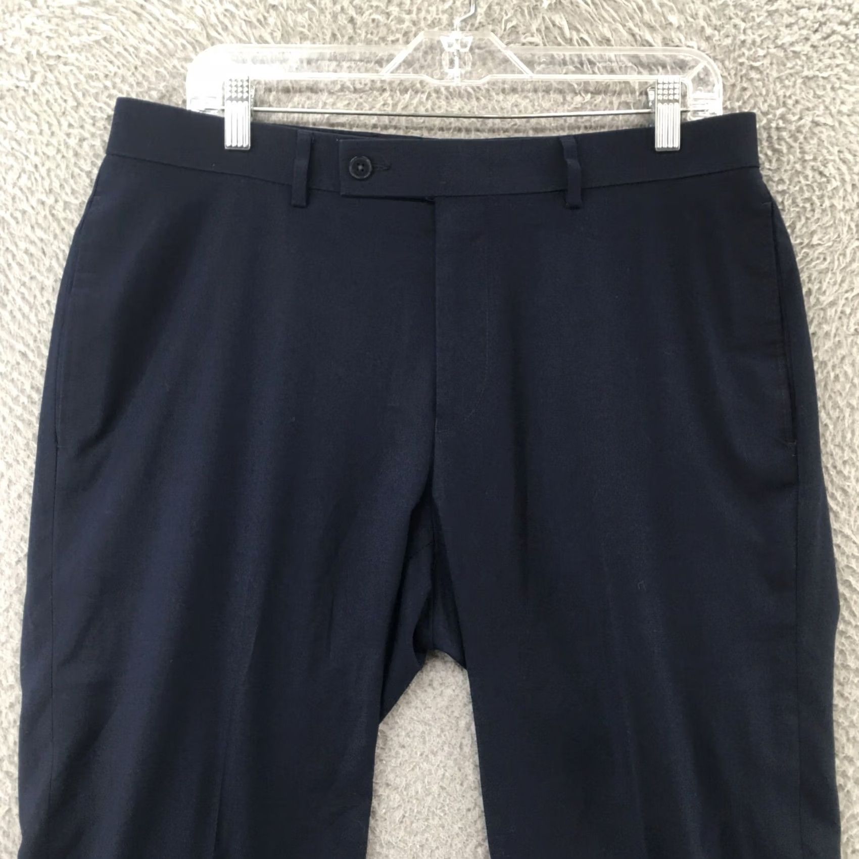 Calvin Klein Calvin Klein Dress Pants Mens 33x30 Navy Blue Mid Rise Tapered Front Flat Front 5-Pocket Regular Size Type Pants Mens Size US 33 - 2 Thumbnail