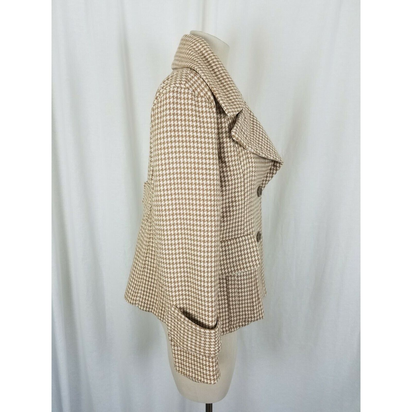 Vintage Vtg Robert Louis Houndstooth Wool Jacket Blazer Belted Size M / US 6-8 / IT 42-44 - 4 Thumbnail