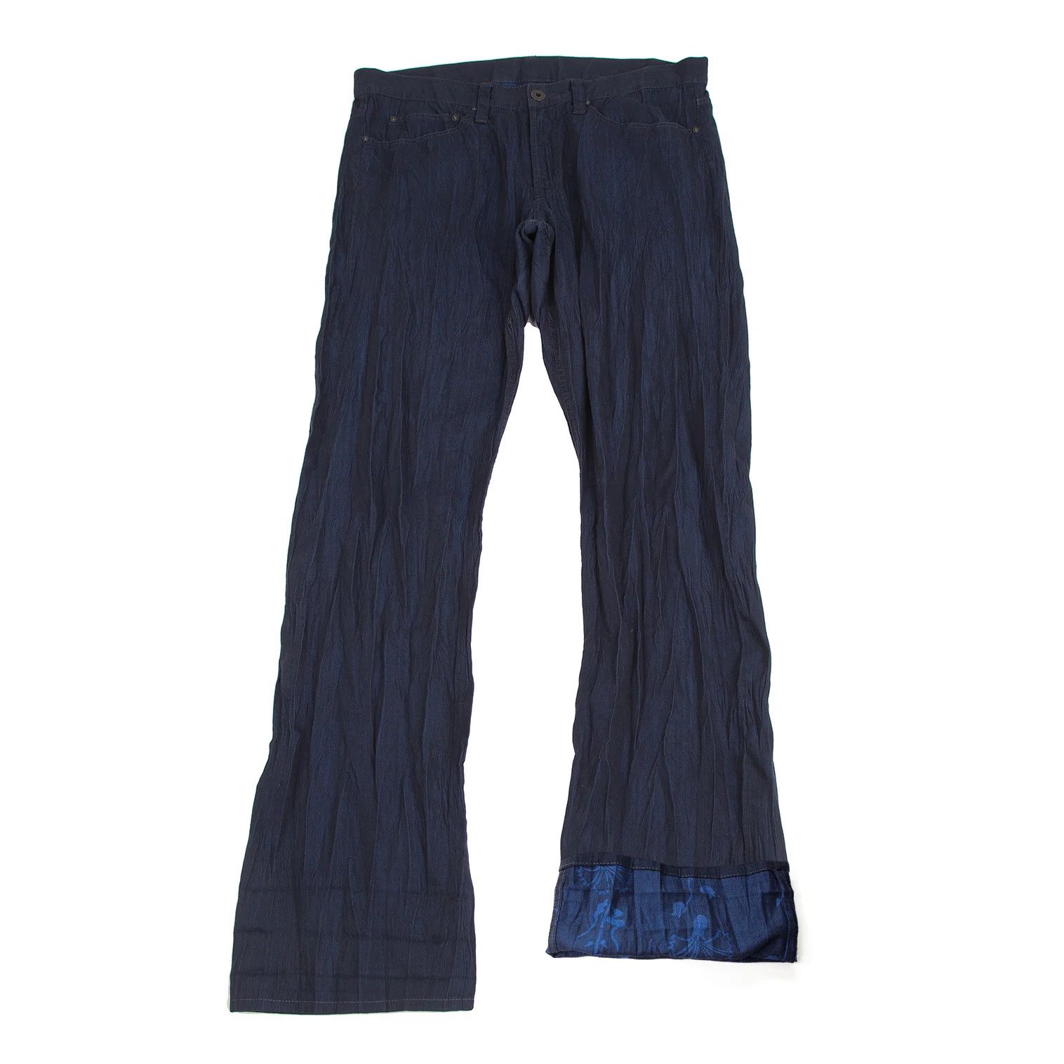 Issey Miyake A-POC INSIDE Flower Jacquard Pleated Pants Dark Blue 35 Size US 35 - 1 Thumbnail