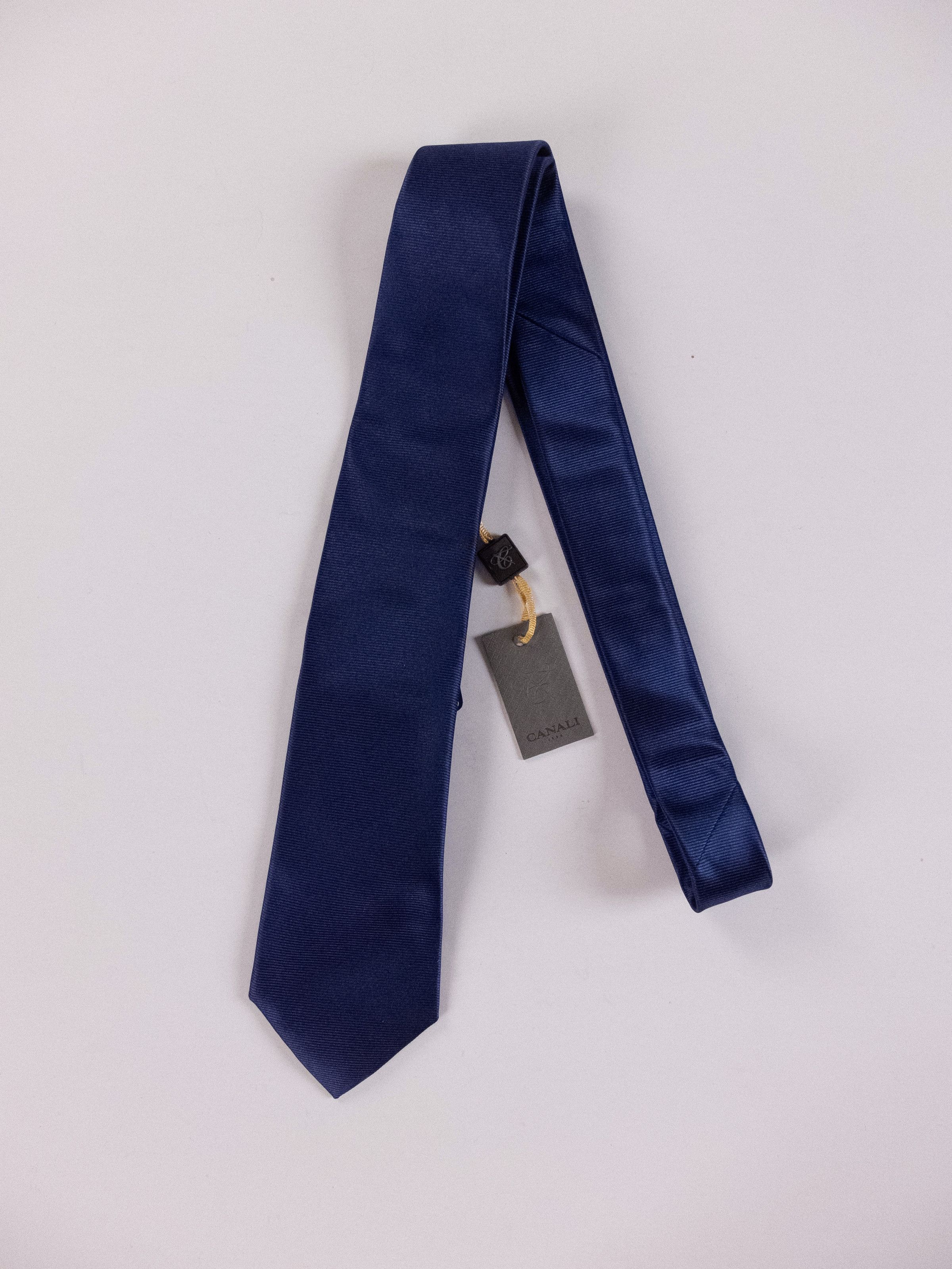 Canali CANALI solid blue woven silk tie authentic NWT Italy Size ONE SIZE - 1 Thumbnail