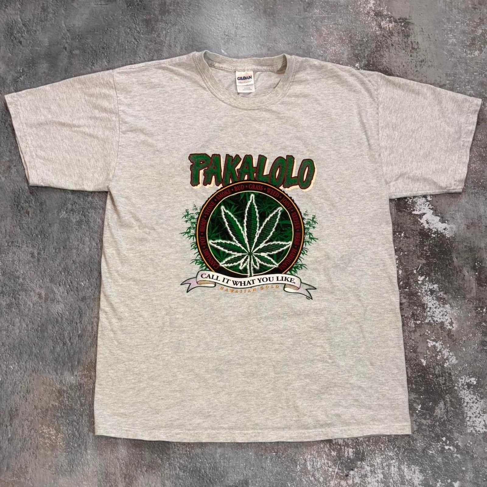 Vintage Vintage 90s Pakalolo Hawaiian Gold T Shirt. Weed Marijuana 