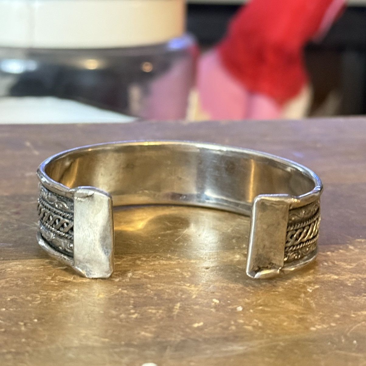 Vintage Vintage silver plated textured cuff bracelet Size ONE SIZE - 3 Thumbnail
