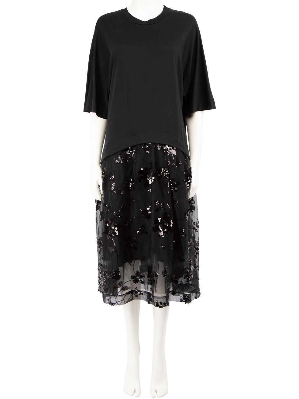 Image of Simone Rocha Black Floral Sequin Midi Dress, Women's (Size XS)