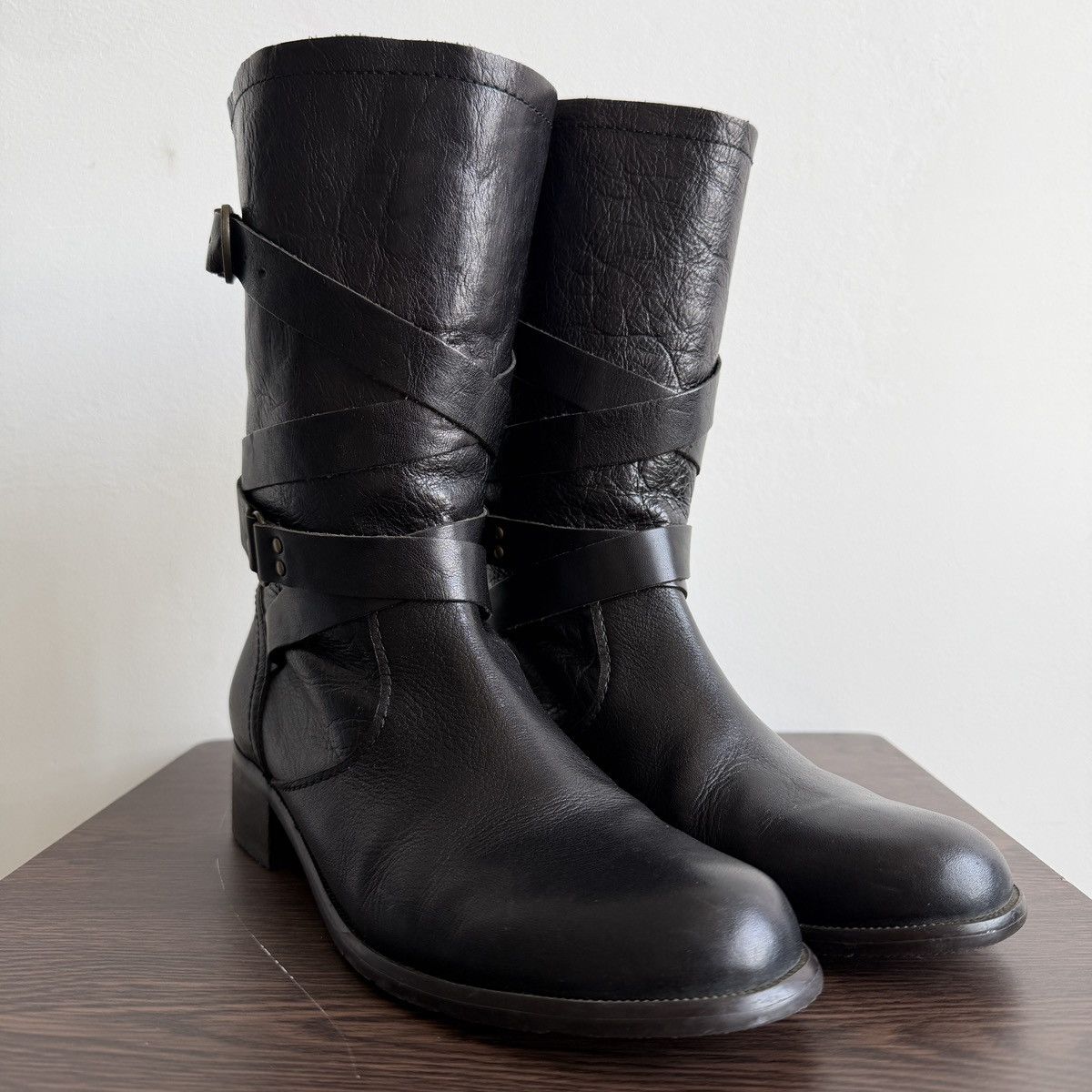 Genuine Leather Ann Demeulemeester Inspired Buckle Strap Boots Size US 5.5 / IT 35.5 - 2 Thumbnail