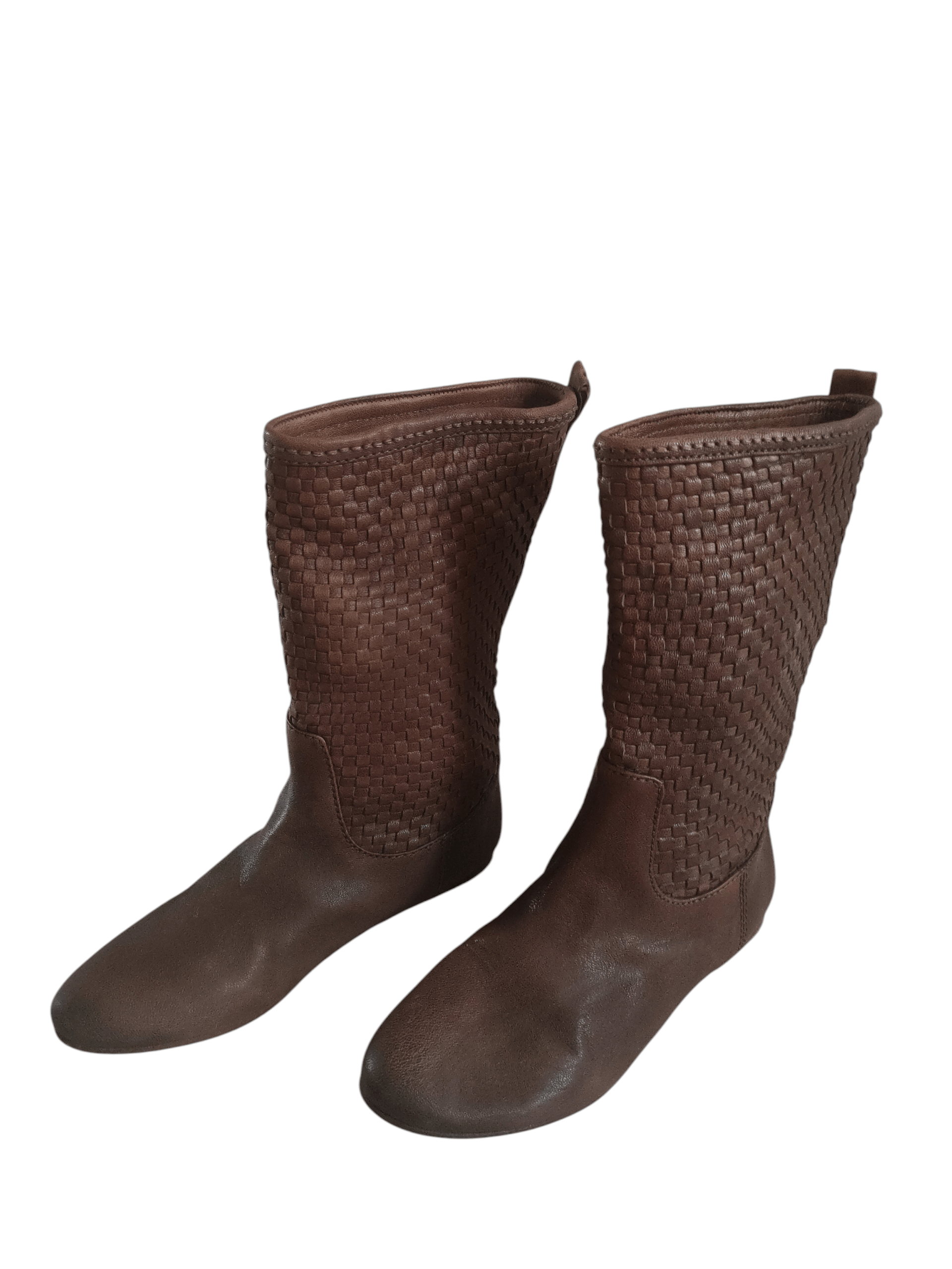 Massimo Dutti Massimo Dutti Brown Woven Leather Mid-calf Boots Size US 8 / IT 38 - 3 Thumbnail