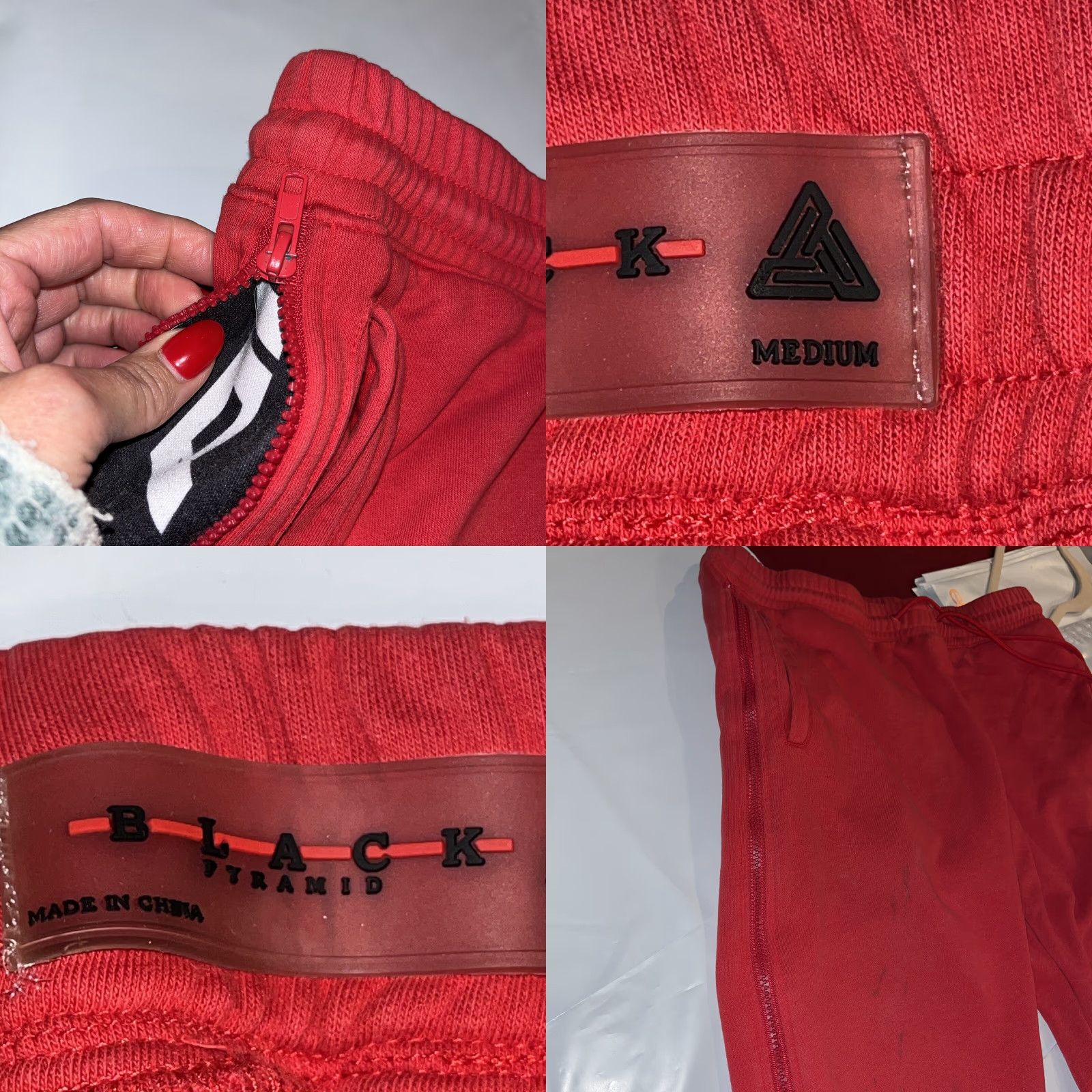 Black Pyramid VINTAGE Black Pyramid RED Baggy Sweatpants Black Side Spellout ZIP SIDES Mens Medium Y2K Size US 31 - 9 Thumbnail