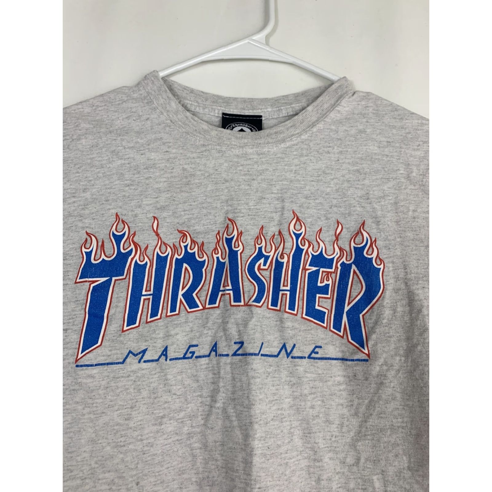 Thrasher Thrasher T-Shirt Mens Small Cotton Heather Gray Red Blue Flame Skateboarding Crew Neck Short Sleeve Shirt S Gray Blue Flame Men’s S Size US S / EU 44-46 / 1 - 2 Thumbnail