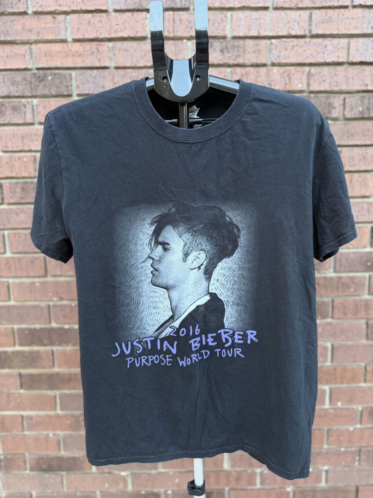 Gildan Justin Bieber 2016 Purpose World Tour T Shirt Black S/S Size US L / EU 52-54 / 3 - 3 Thumbnail