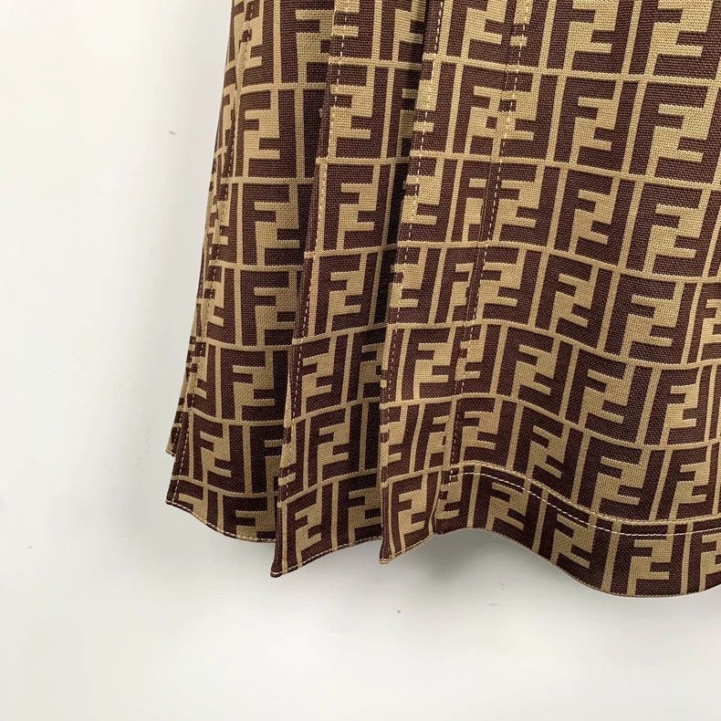 Fendi Fendi Brown Logo Print Long Sleeve Dress Size US S / EU 44-46 / 1 - 5 Thumbnail
