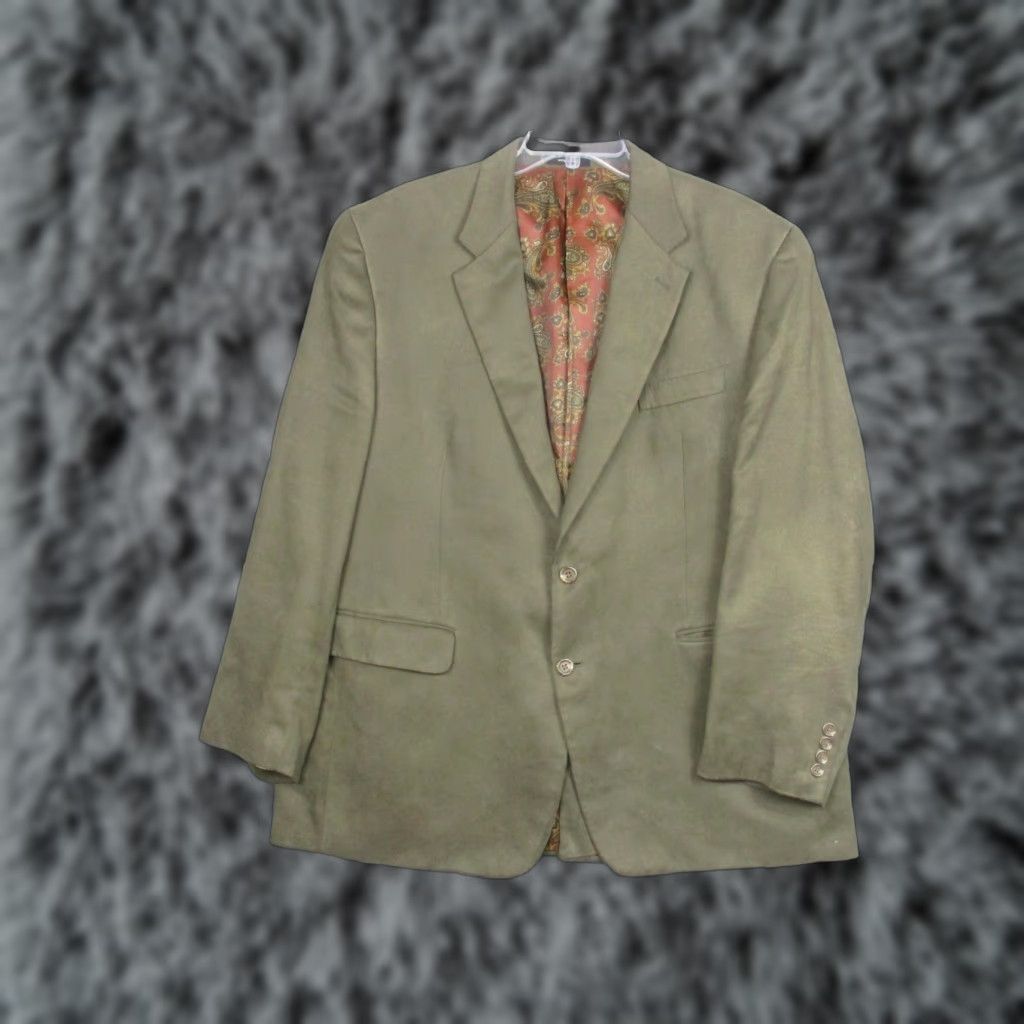 Ralph Lauren Lauren Ralph Lauren Blazer Mens 46R Green Polyester Two-Button Sport Coat Jacket Shirt Alternatives? Size 46R - 1 Thumbnail