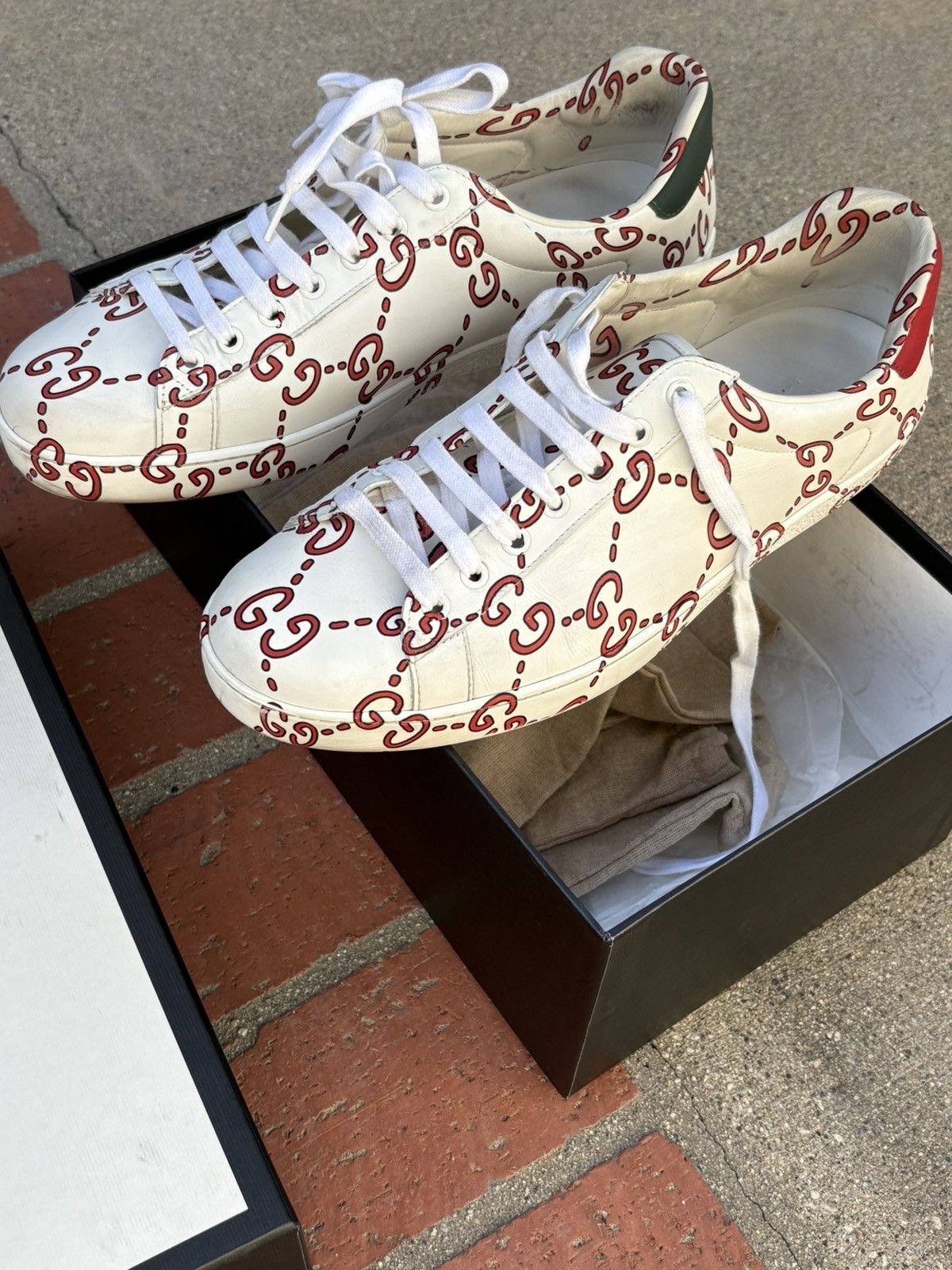 Gucci Gucci GG Print Ace Sneakers Size US 11 / EU 44 - 6 Thumbnail