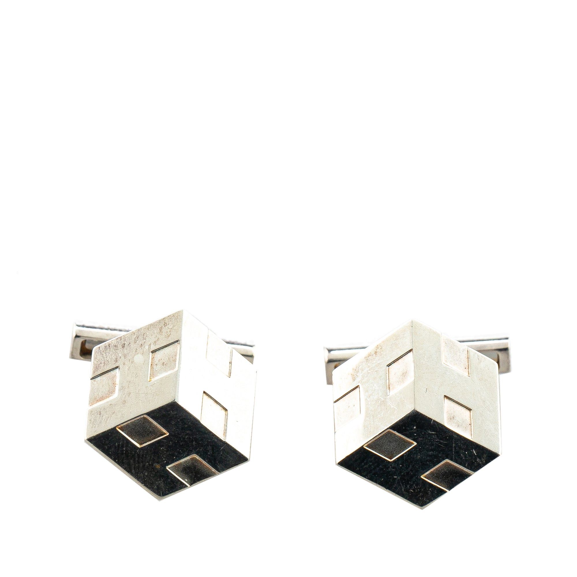 Hermes Hermès Sterling Silver Cube H Cufflinks Silver Size ONE SIZE - 1 Thumbnail