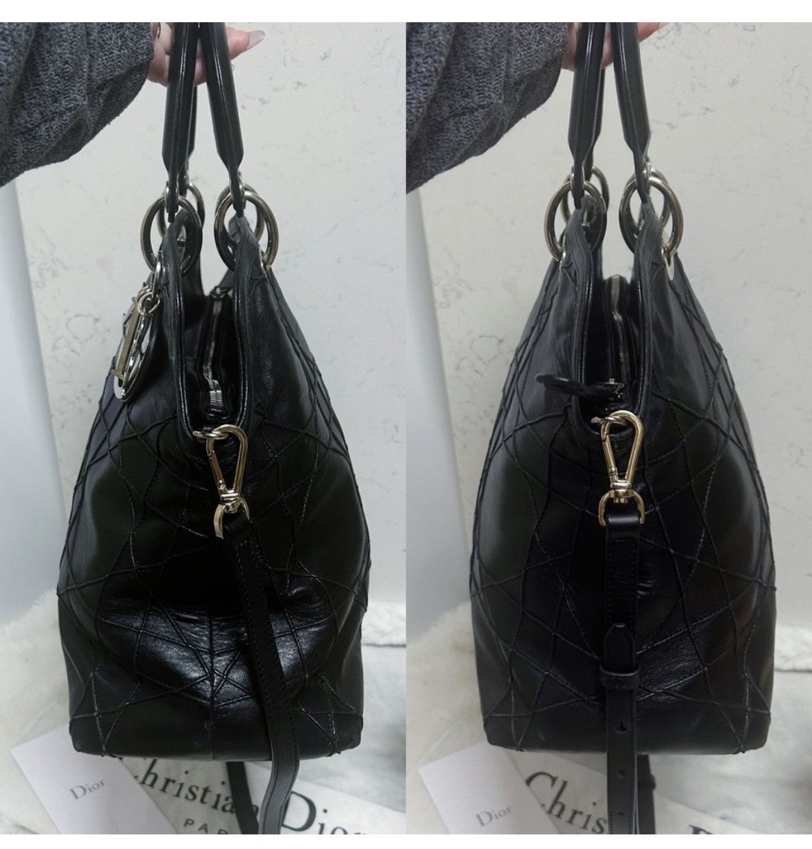 Dior Authentic Dior Gorgeous Black Medium Cannage Granville Bag Size ONE SIZE - 8 Thumbnail