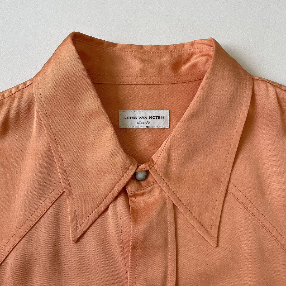 Dries Van Noten Salmon Peach Satin ‘Western’ Shirt Size US M / EU 48-50 / 2 - 3 Thumbnail