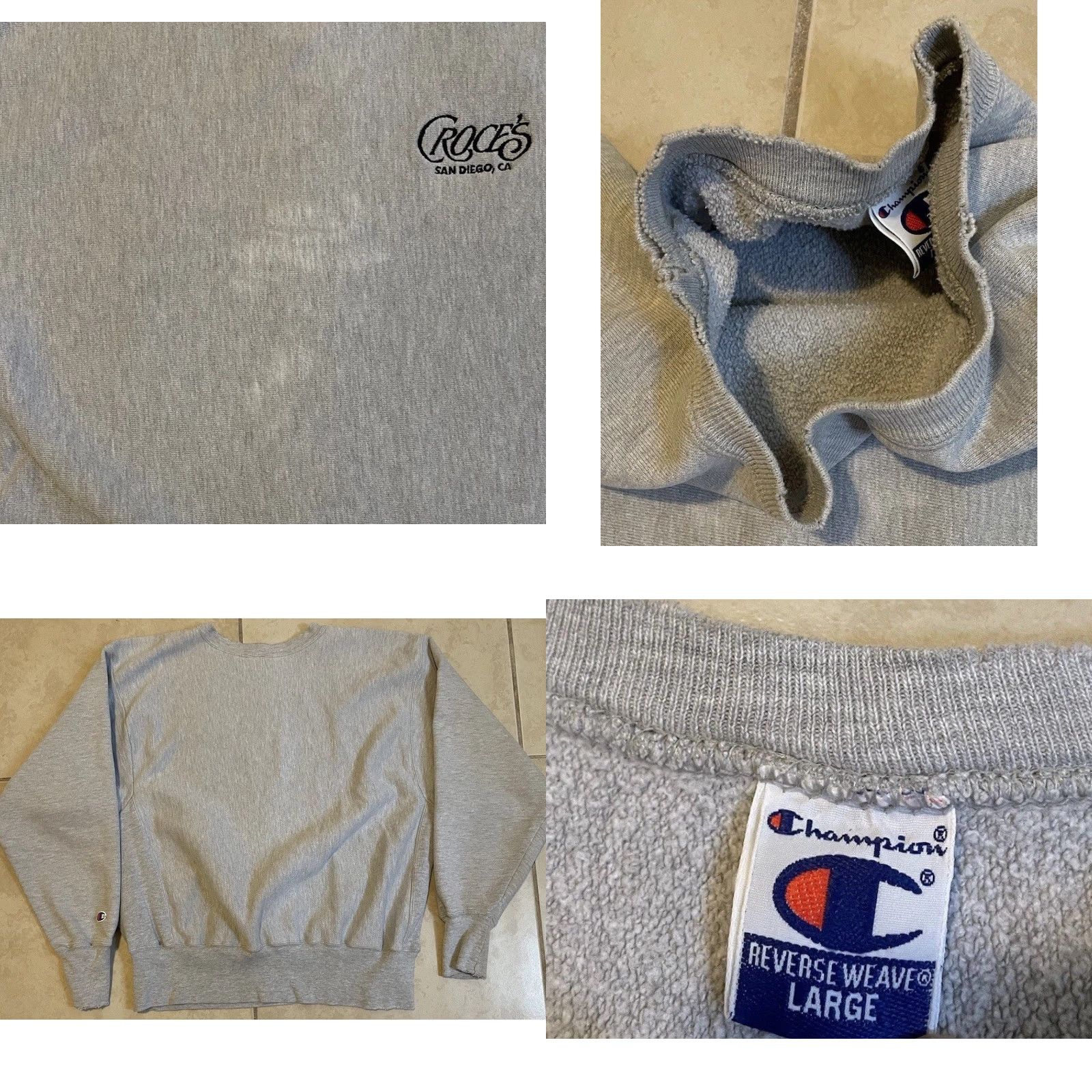 Champion VINTAGE Champion Croces Bar Faded Reverse Weave Sweatshirt S Gray Mens Hip Hop 90s College Size US S / EU 44-46 / 1 - 8 Thumbnail