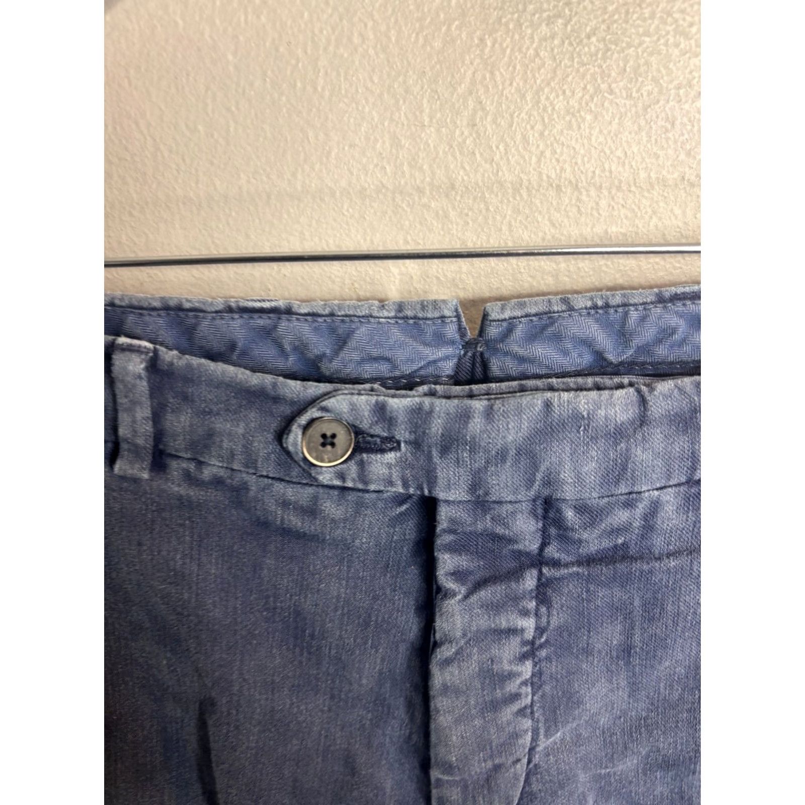 Peter Millar Peter Millar Shorts Mens 31 Blue Solid Hiking Flat Front Linen Blend 8" 6011 Size US 31 - 3 Thumbnail