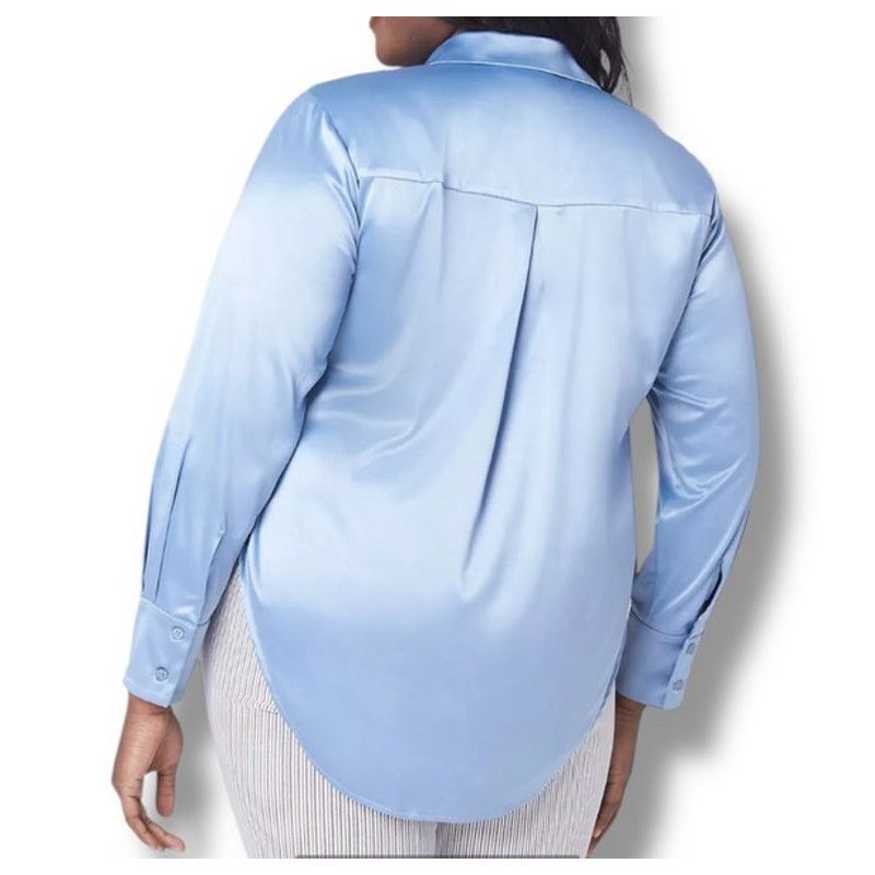 Other Lane Bryant collared button-down blue satin shirt Size 4XL / US 24-26 - 2 Thumbnail