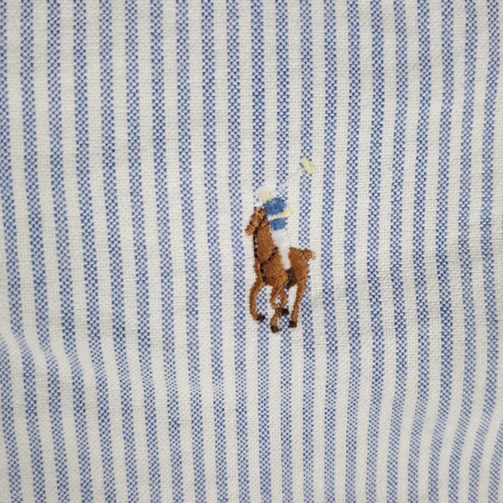 Ralph Lauren Ralph Lauren Dress Shirt Mens 17 Blue Striped Button-Down Long Sleeve Regular Fit Cotton Shirt Mens Size 17 Blue Striped Pony Dress Shirt Mens Size 46R - 2 Thumbnail