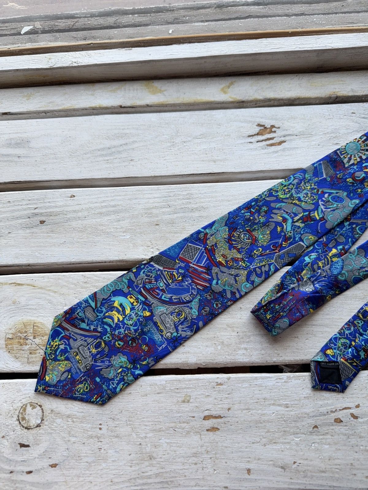 Other Mikron Futuristic Abstract Tie Tech Sci-Fi Print Blue Size ONE SIZE - 2 Thumbnail