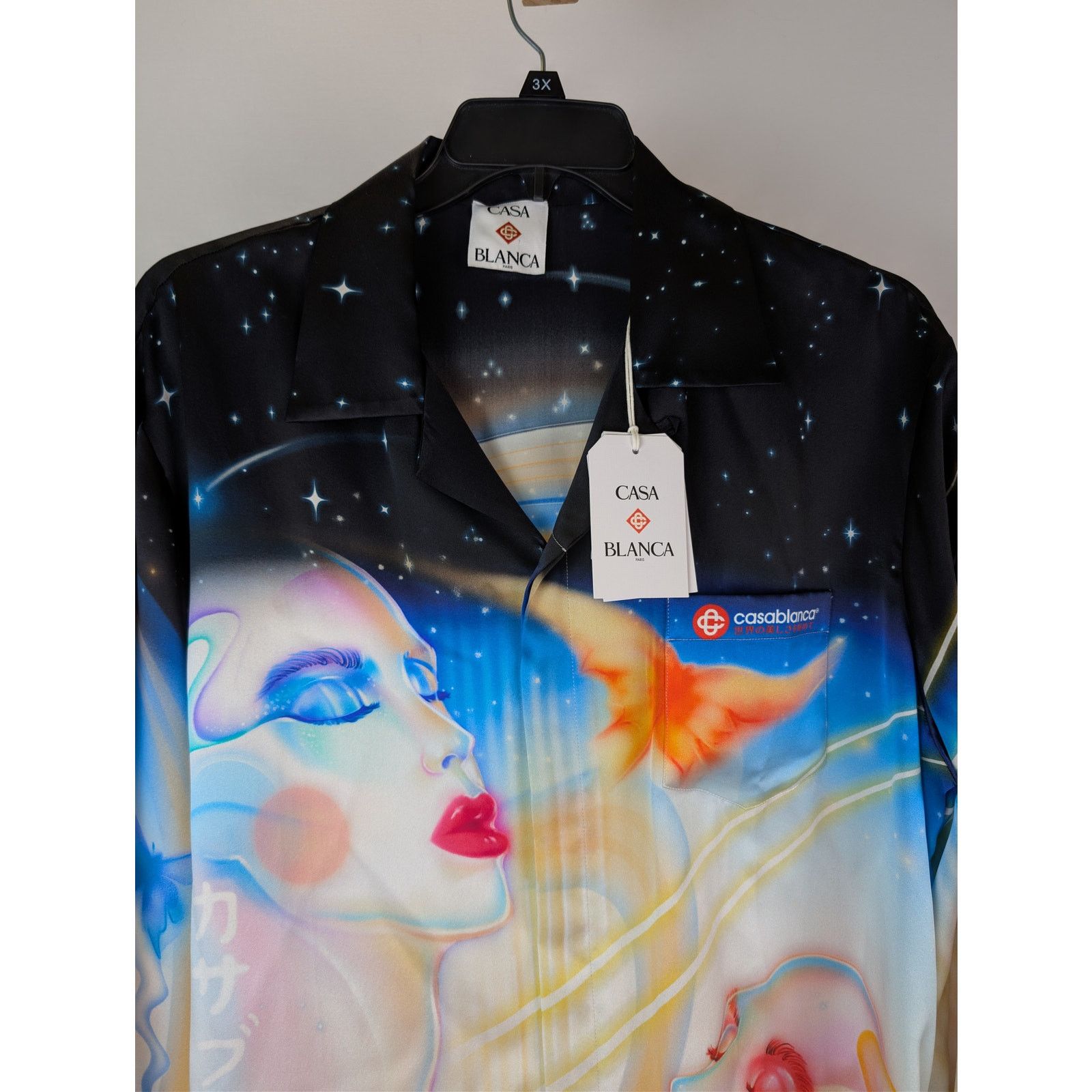 Casablanca o1rshd1 Silk Satin Cuban Collar Long Sleeve Shirt Multicolor Size US XL / EU 56 / 4 - 7 Thumbnail