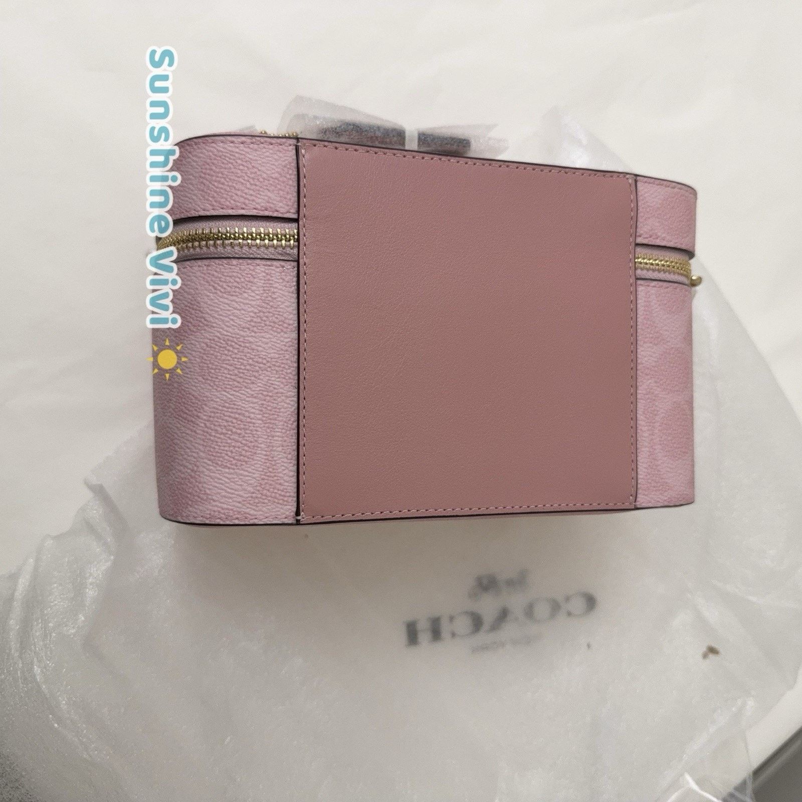 Coach NWT Coach Cosmetic Case Signature Canvas Powder Pink CEA56 Size ONE SIZE - 4 Thumbnail