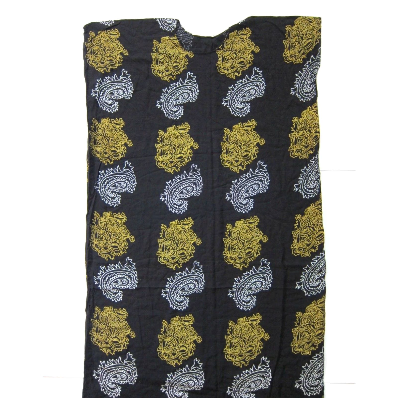Vintage VINTAGE Unbranded Kaftan Dress Women OS Maxi Kaftan Floral Paisley Long Rayon Black White Yellow OS Women Size ONE SIZE - 7 Thumbnail