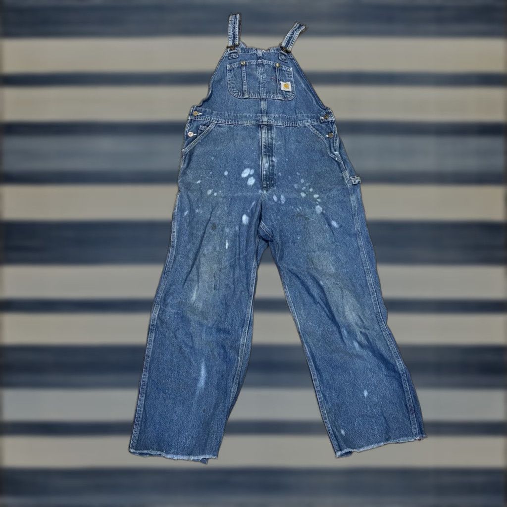 Carhartt VINTAGE Carhartt Overalls Jeans Work Bib Men's 38x32 Denim Blue 5-Pocket Distressed 90s Grunge USA Bib Jeans Mens Size US 38 / EU 54 - 1 Thumbnail