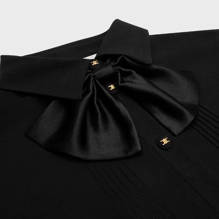 Celine o1w1db10125 2B961856C Silk Georgette Bow Blouse in Black Size XXS / US 00 / IT 34 - 3 Thumbnail