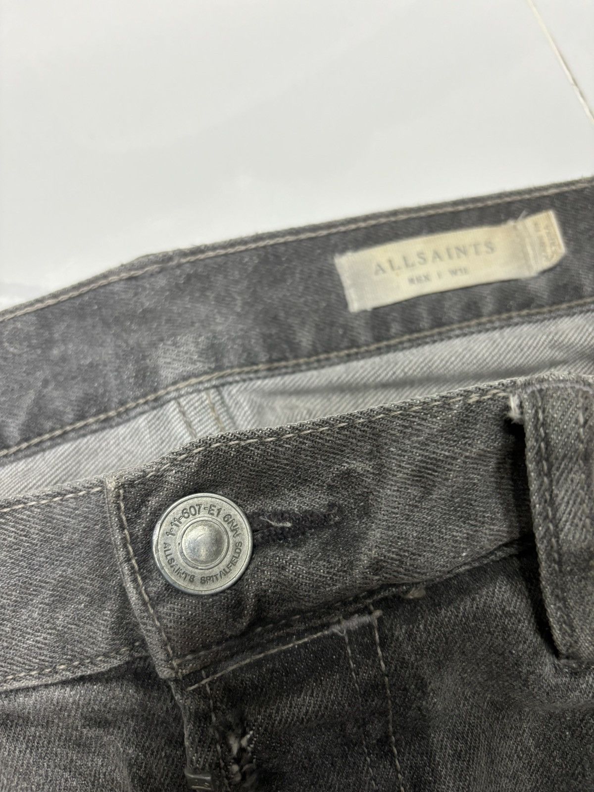 Allsaints 🔥ALLSAINTS WAXED BLACK DISTRESSED DENIM JEANS Size US 32 / EU 48 - 9 Thumbnail