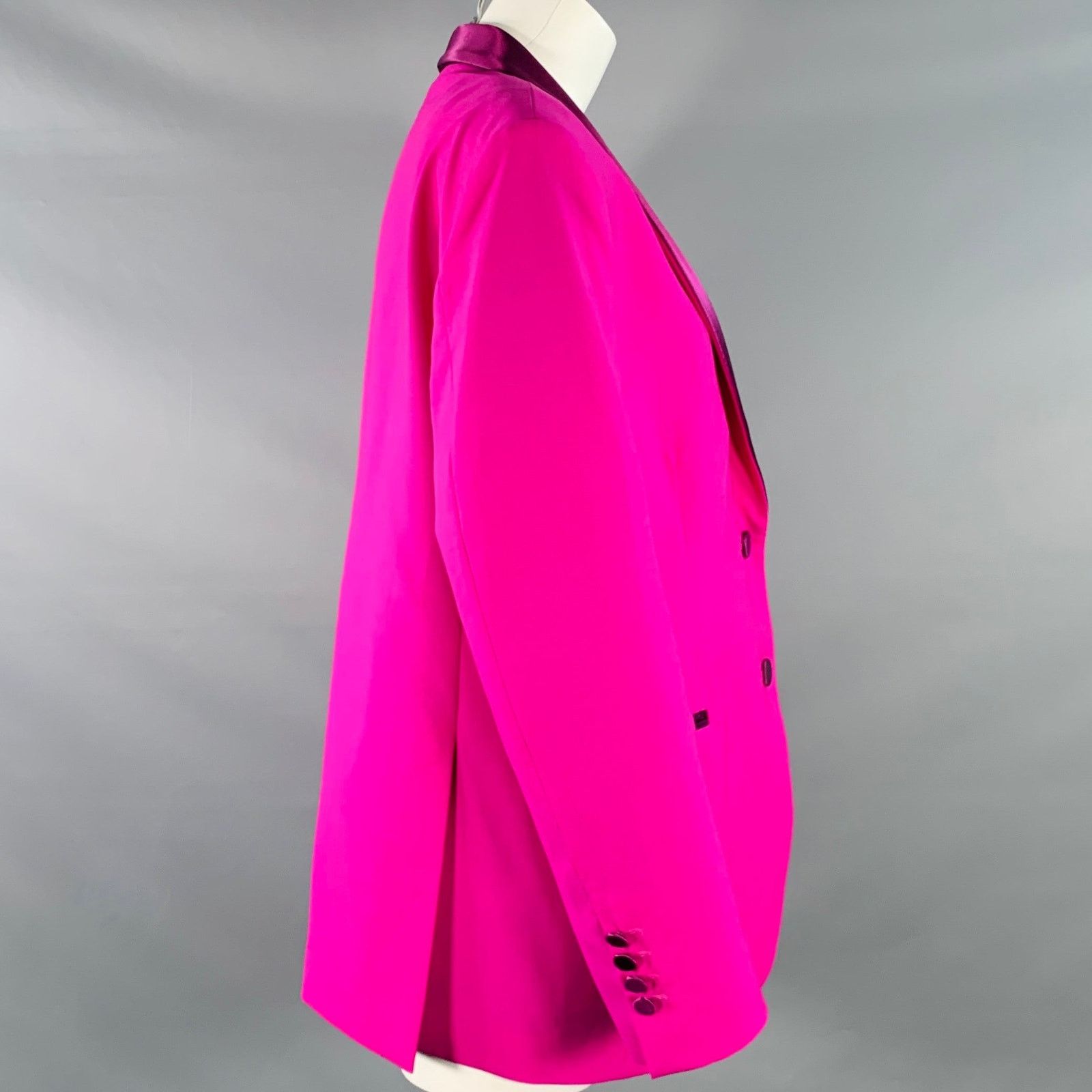 MSGM MSGM Size 8 Magenta Wool Blend Shawl Collar Jacket Blazer Size M / US 6-8 / IT 42-44 - 2 Thumbnail