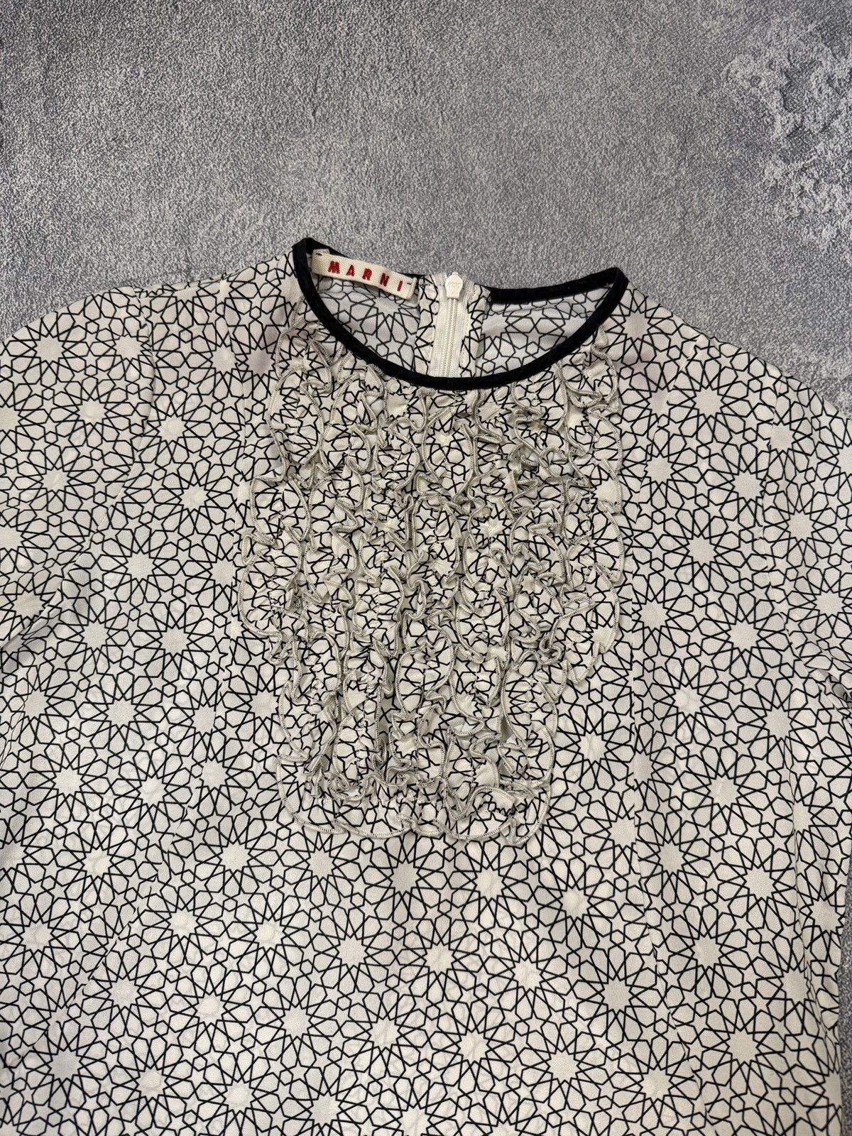 Marni Marni Geometric Print Top Ruffle Front Dress Size L / US 10 / IT 46 - 2 Thumbnail