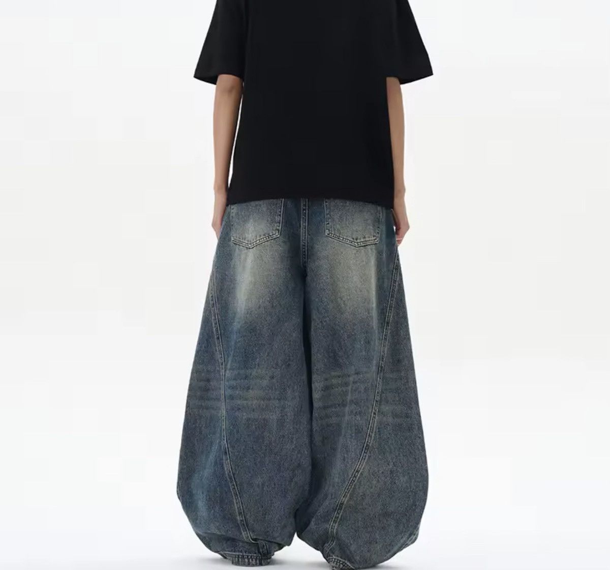 Japanese Brand Street Wash Distressed Men's Wide Leg Jeans Size US 29 - 2 Thumbnail