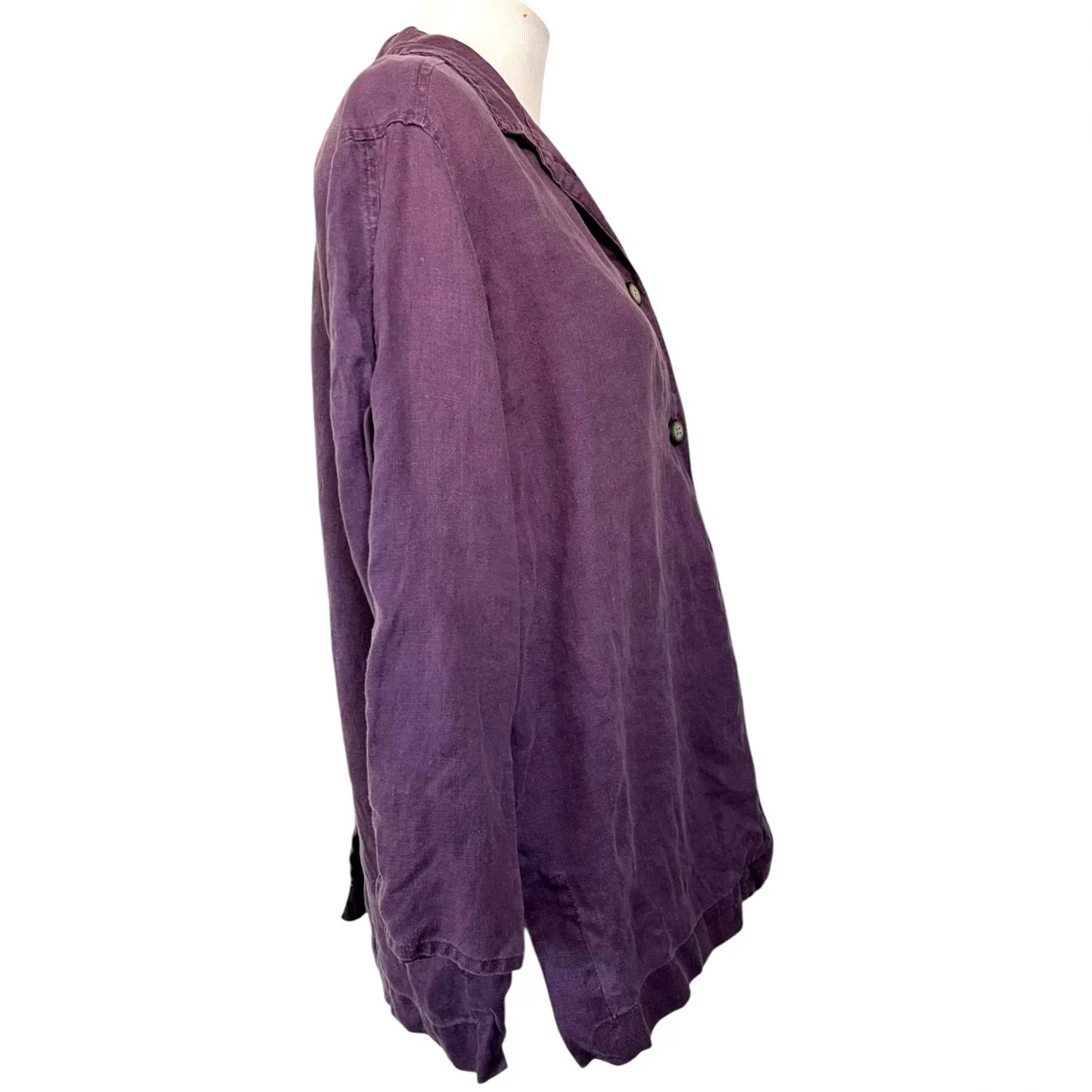 J. Jill VINTAGE J. JILL Blouse Shirt Purple 100% Linen Long Sleeve Button Front Collared Tunic Top Petite 4 Women Size S / US 4 / IT 40 - 6 Thumbnail