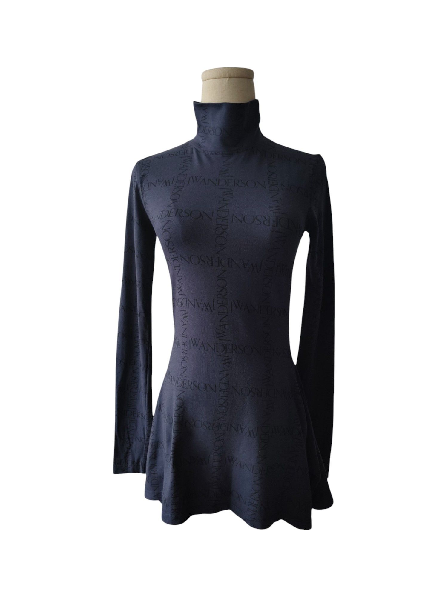 JW Anderson Navy Blue Crew Neck Cotton Top With Overall Logo Pattern Size XS / US 0-2 / IT 36-38 - 1 Thumbnail