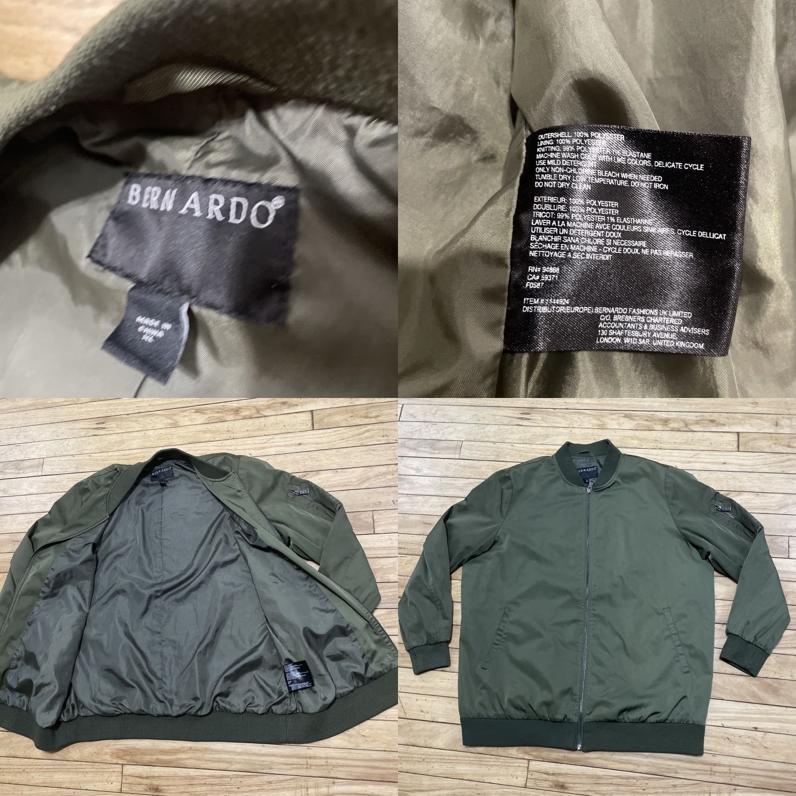 Vintage Bernardo Jacket Men XL Green Lined Zip Bomber Military Mock Streetwear Capsule Jacket Size US XL / EU 56 / 4 - 8 Thumbnail