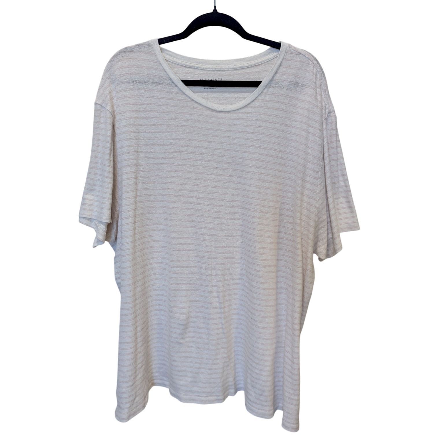 Allsaints All Saints Striped Cotton Linen Oversized Fit T-Shirt XXL Size XXL / US 16-18 / IT 52-54 - 1 Thumbnail