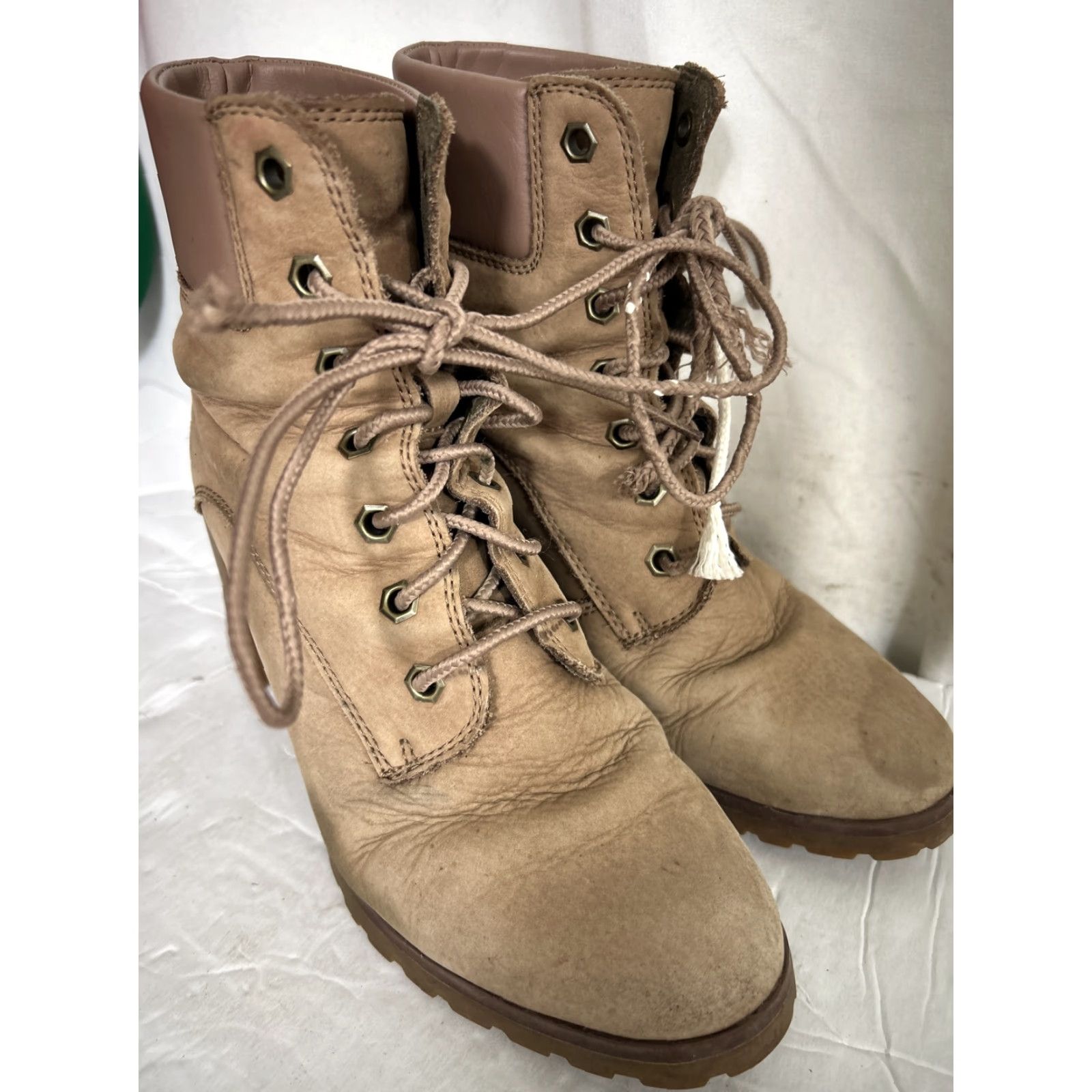Timberland VINTAGE Timberland Boots Allington 6-inch Lace-Up Heeled Boot Womens 7 Tan Lights Taupe Nubuck Leather Size US 7 / IT 37 - 3 Thumbnail