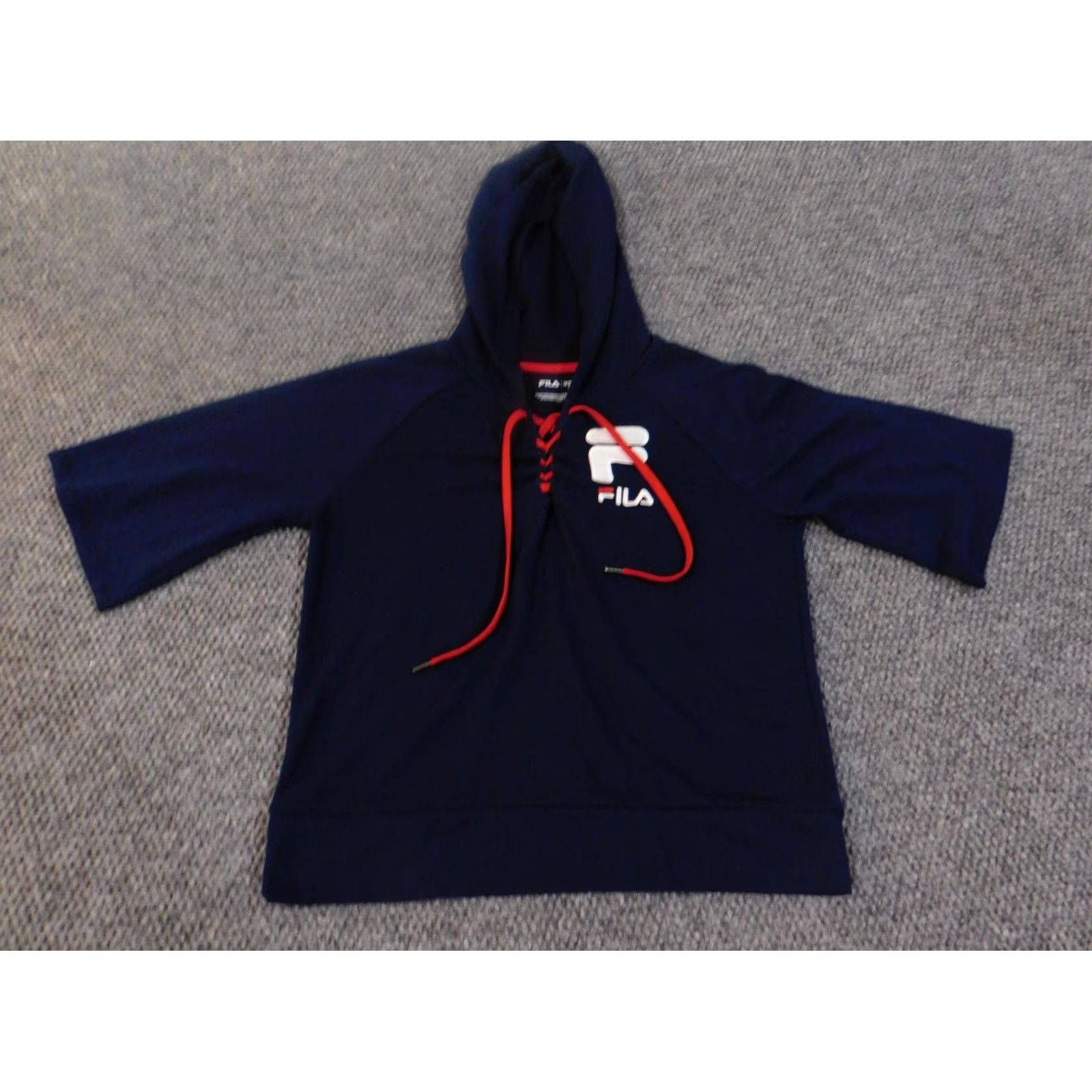 Fila VINTAGE? FILA Hoodie Womens L blue pullover stretch drawstring classic logo Ladies Crew Neck Knit Cotton Polyester Logo Pullover American style Womens Size L / US 10 / IT 46 - 2 Thumbnail