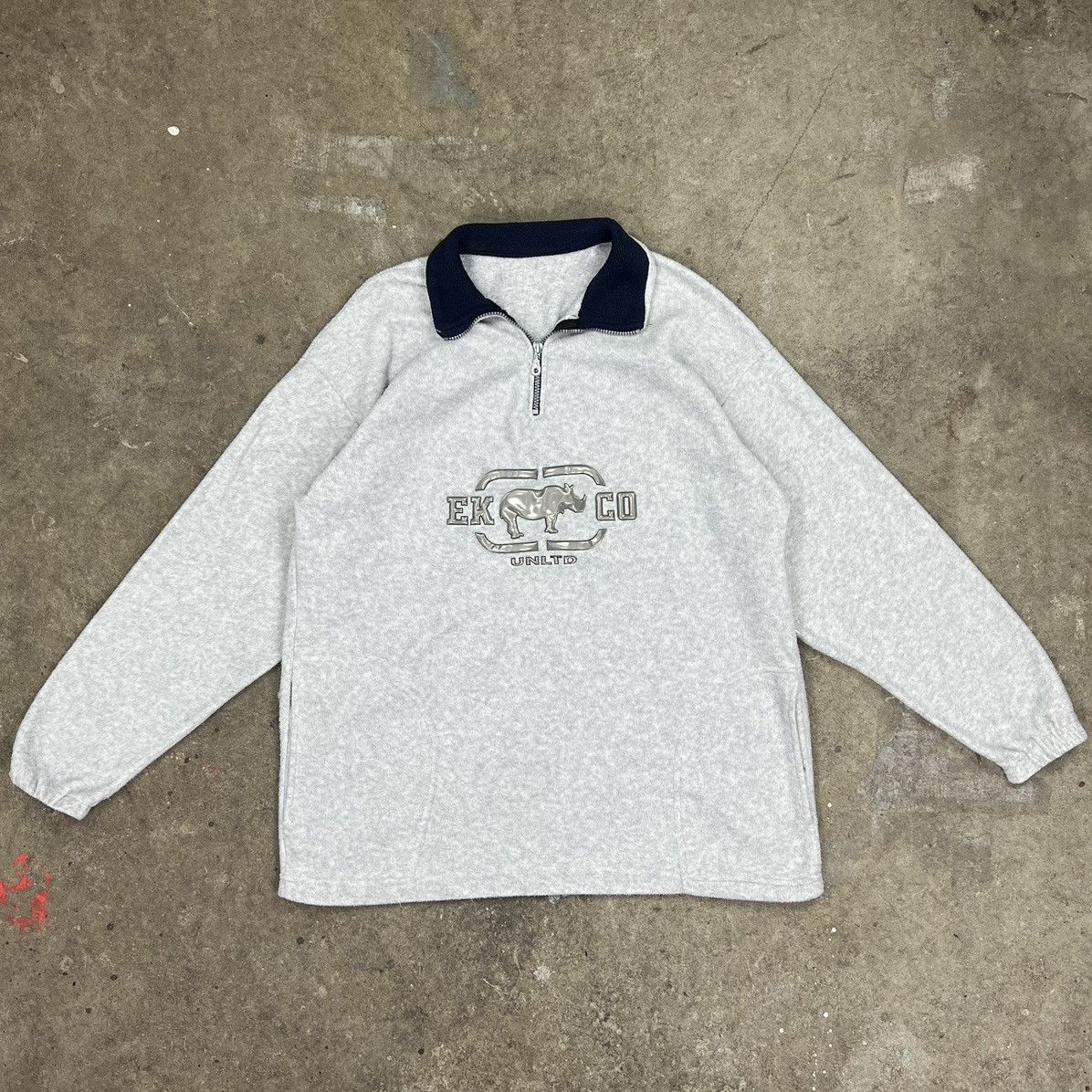 Ecko Unltd. × Vintage Grey Ecko Unltd 1/4 Zip Fleece Sweatshirt Size US XL / EU 56 / 4 - 1 Thumbnail