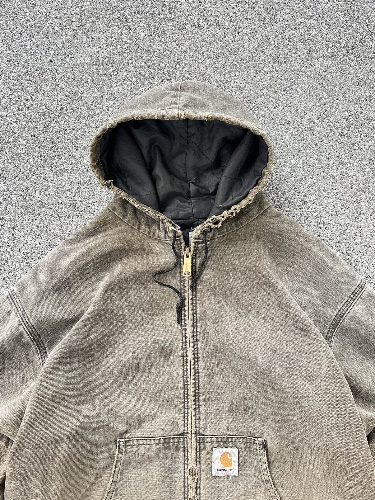 Crazy Vintage 90s Carhartt Active hoodie JQ282 faded CHT - Outerwear