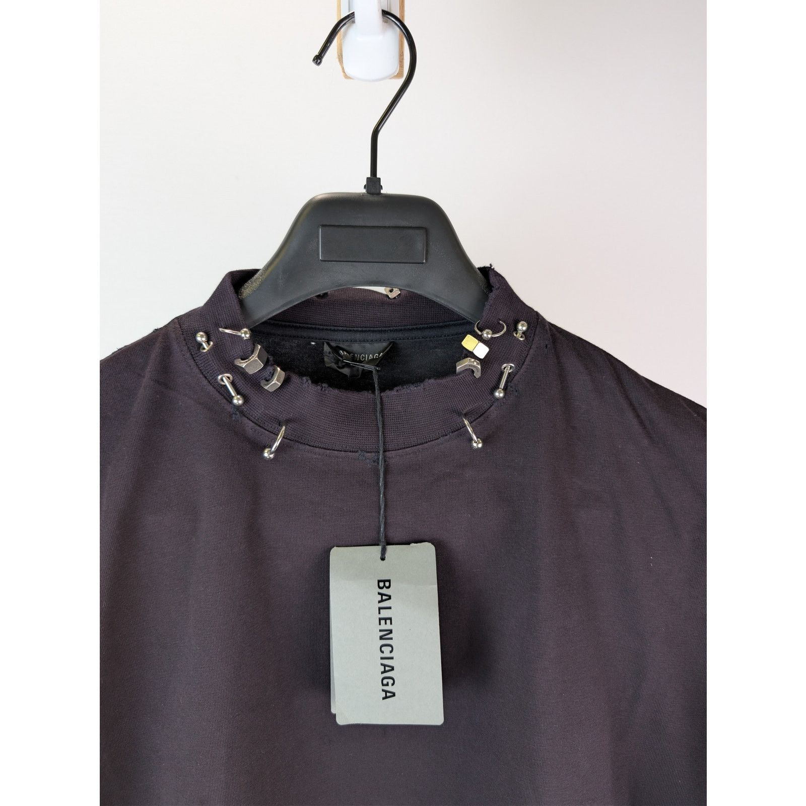 Balenciaga o1rshd1 Pierced Oversized Long Sleeve Jersey T-Shirt Black Size US S / EU 44-46 / 1 - 7 Thumbnail