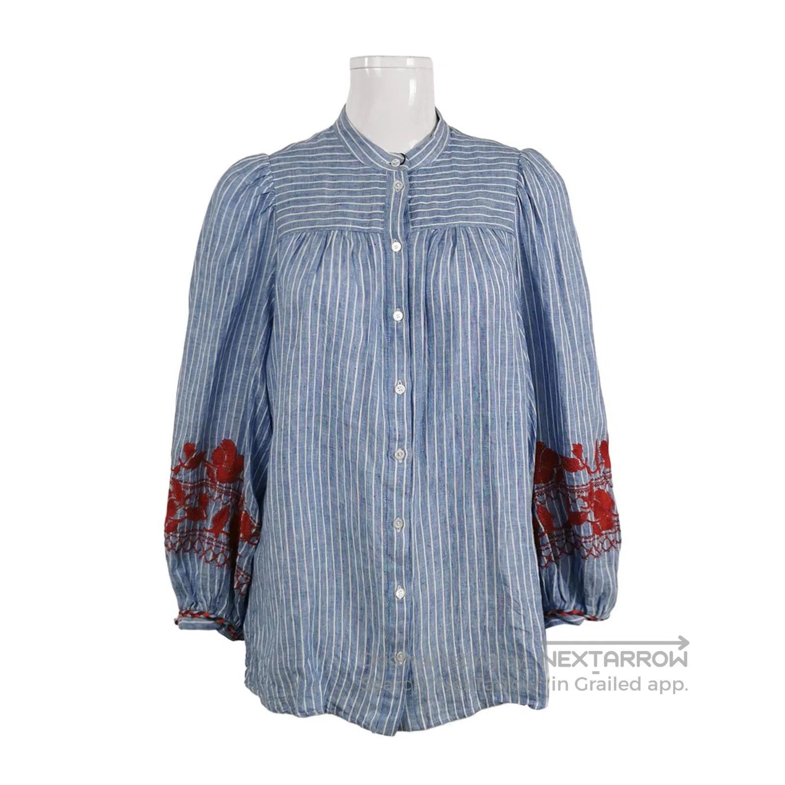 Weekend Max Mara Weekend Max Mara Cotton Striped Embroidered Shirt US8. Size XS / US 0-2 / IT 36-38 - 1 Thumbnail