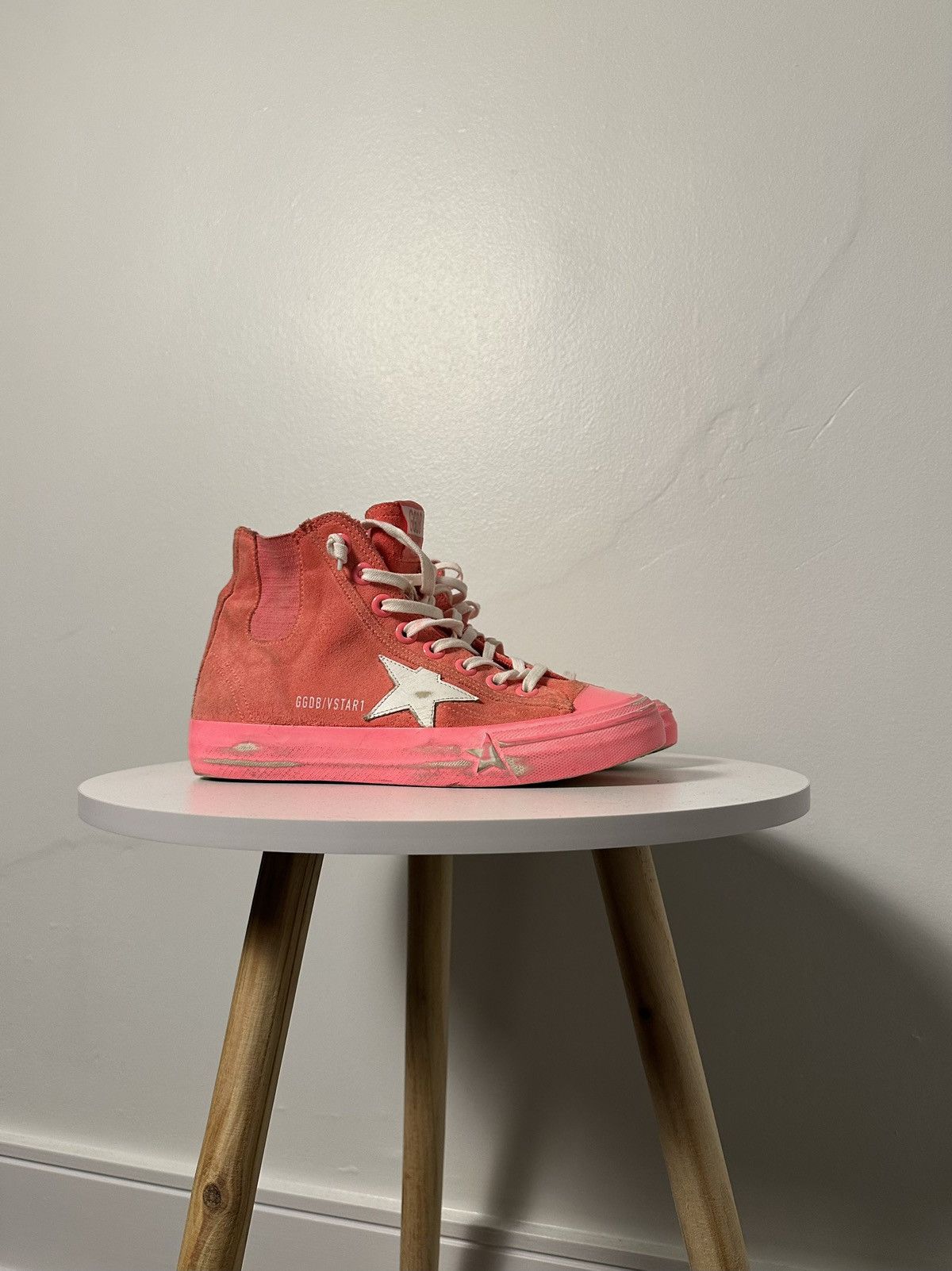 Golden Goose Deluxe Brand V Star Pink Hi-Top Sneakers