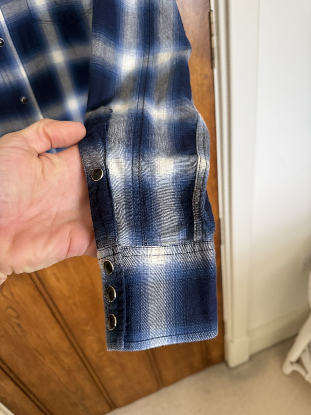 Saint Laurent Paris FW16 Saint Laurent blue white shadow western flannel Hedi Size US S / EU 44-46 / 1 - 13 Thumbnail