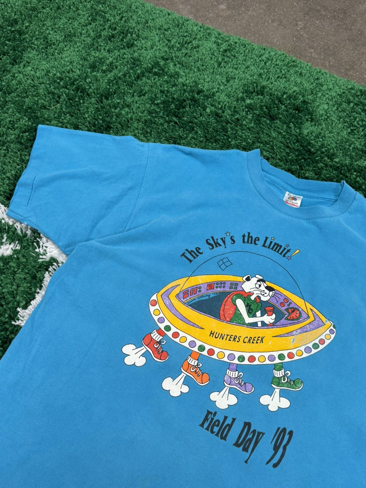 Fruit Of The Loom × Vintage Vintage 90s Space Cat Flying Saucer Alien Tee XL Size US XL / EU 56 / 4 - 2 Thumbnail