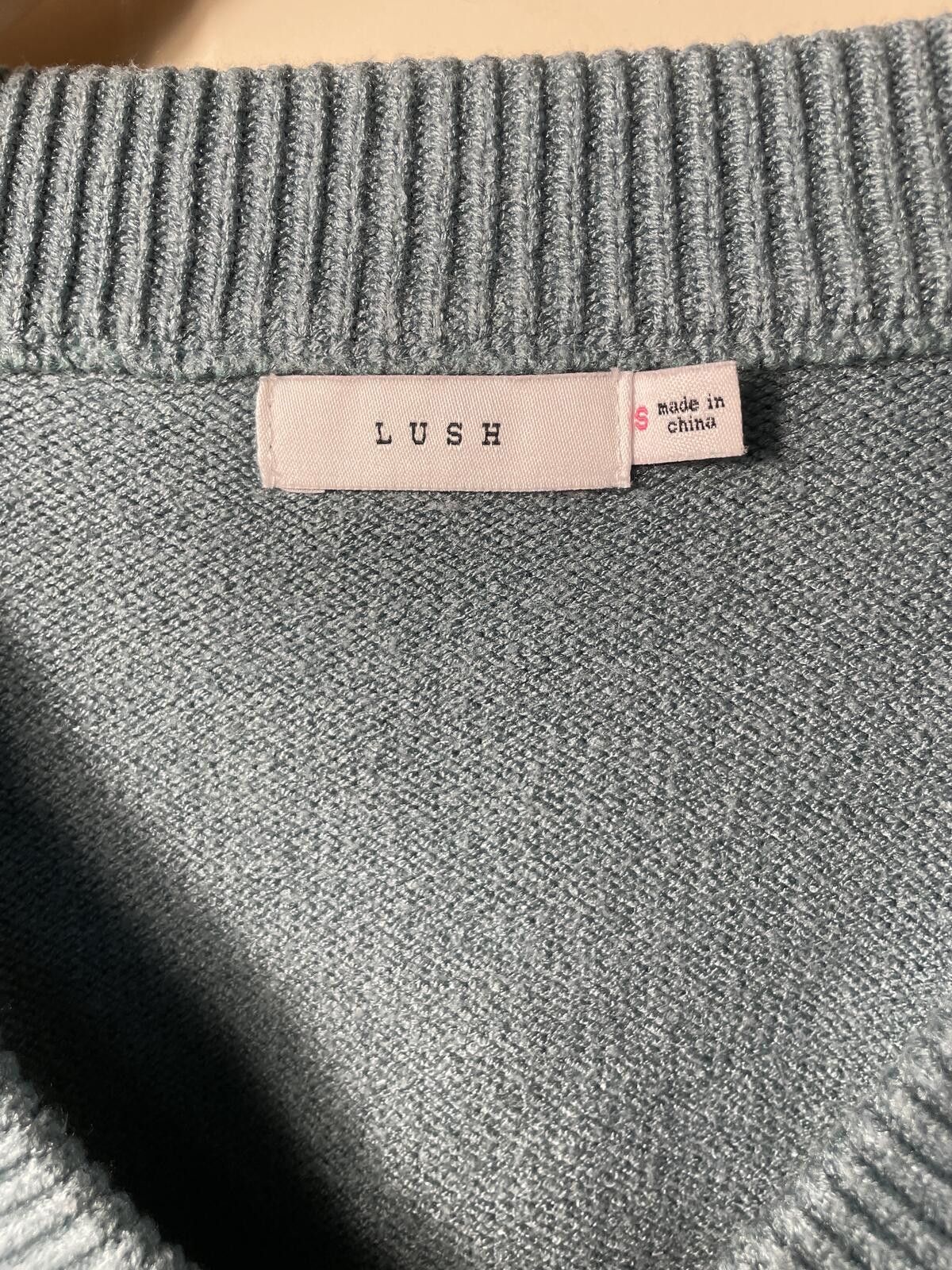 Luchiano Visconti Lush Cable Knit V Neck Sweater Women's Small Blue Bow Tie Size S / US 4 / IT 40 - 2 Thumbnail